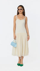 Amia Floral Applique Midi Dress