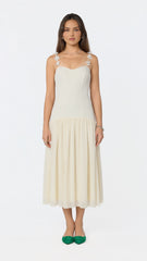 Amia Floral Applique Midi Dress