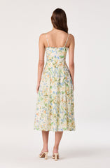 Jaylynn Ruffle Sweetheart Linen Midi Dress