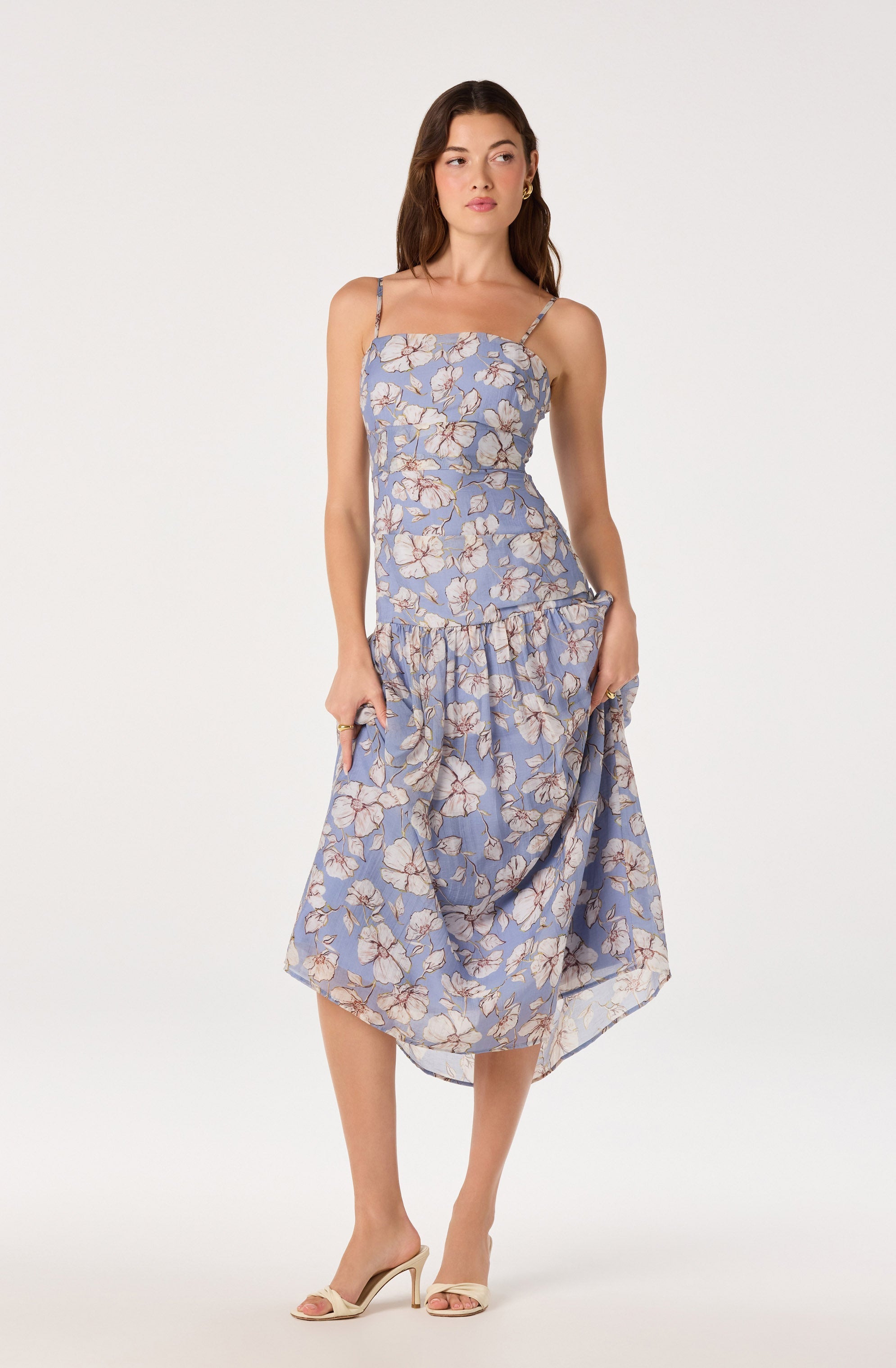 Ava Floral Pleated Midi Dress