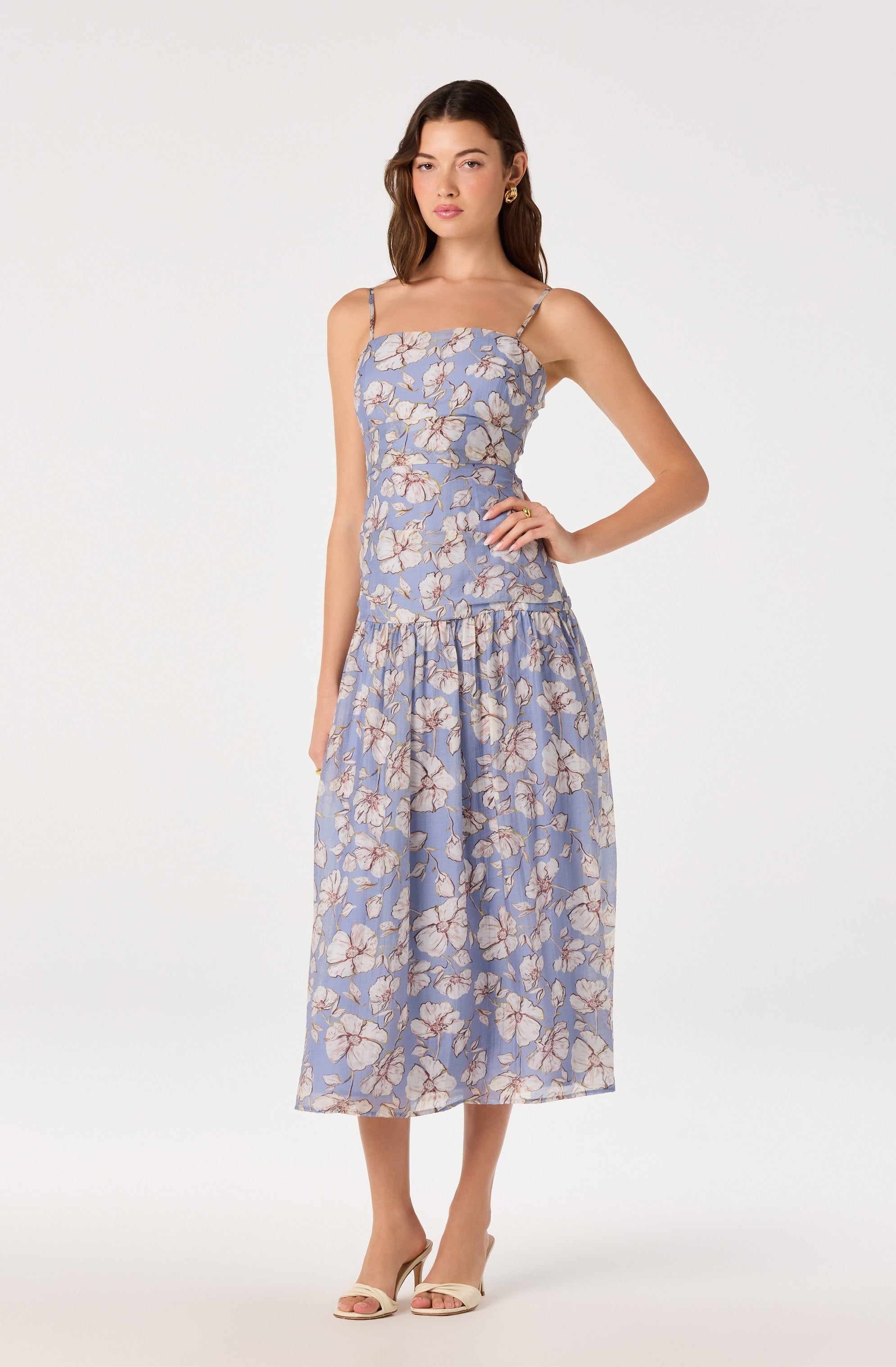 Ava Floral Pleated Midi Dress