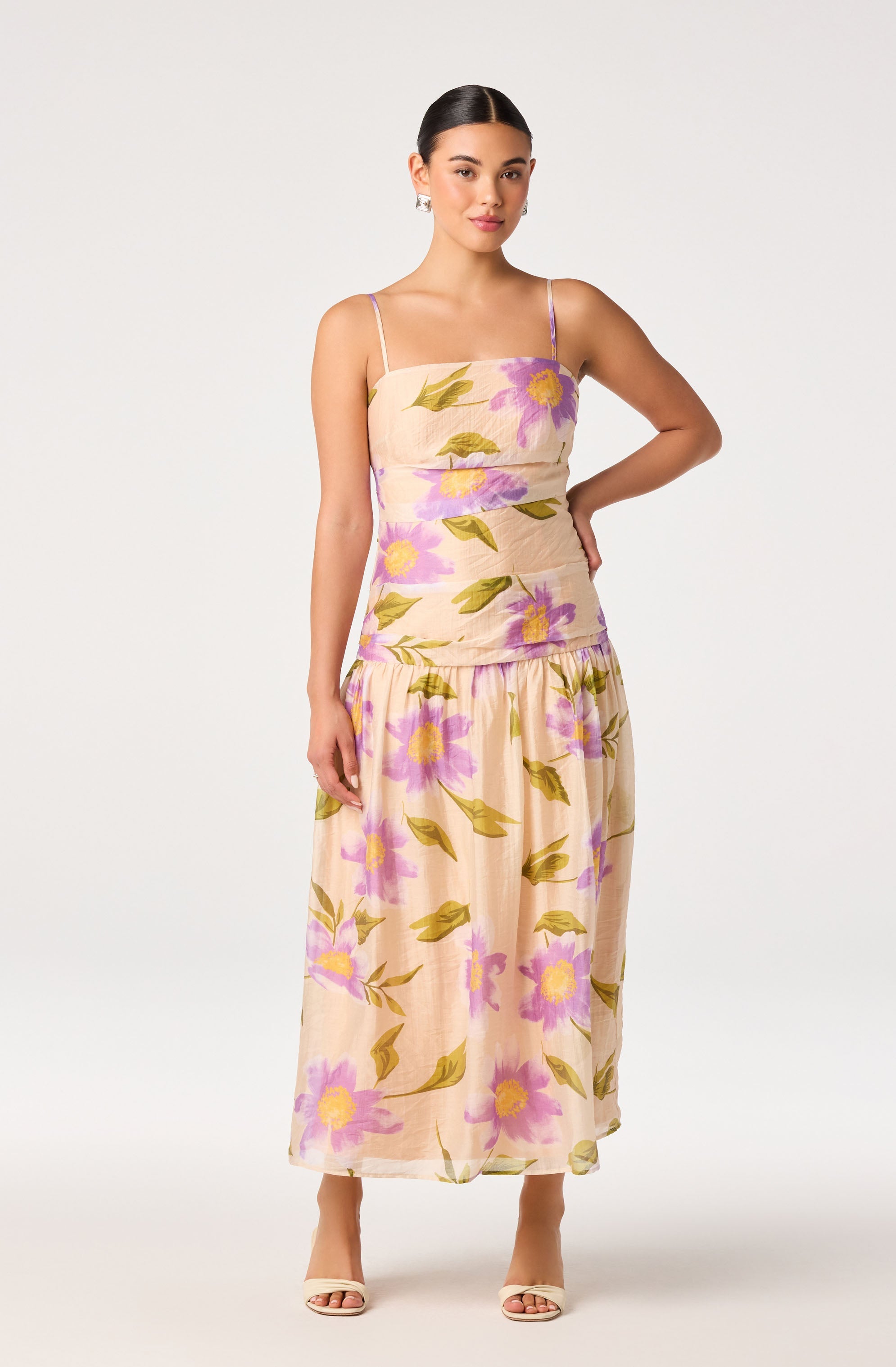 Ava Floral Pleated Midi Dress