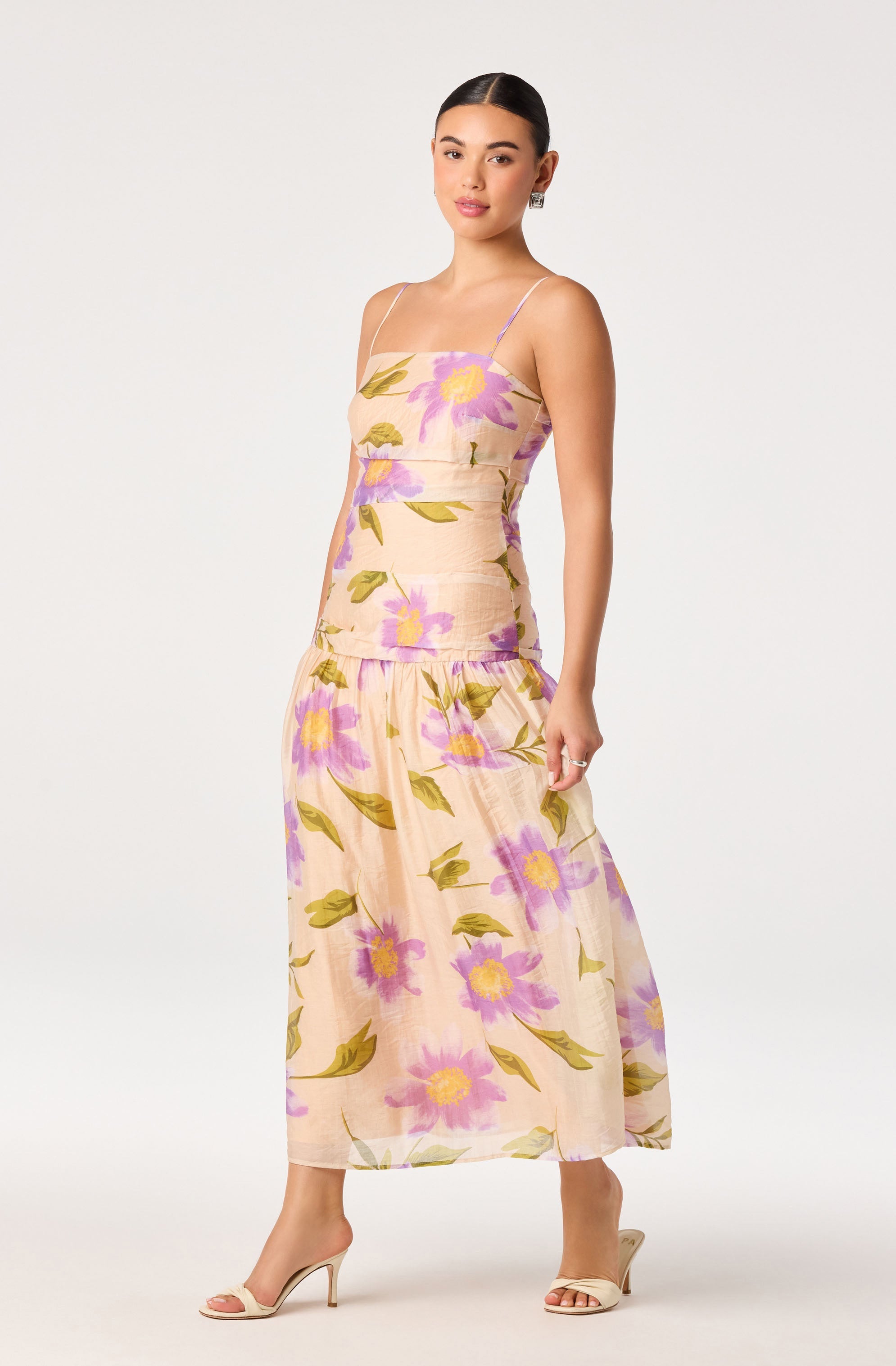Ava Floral Pleated Midi Dress