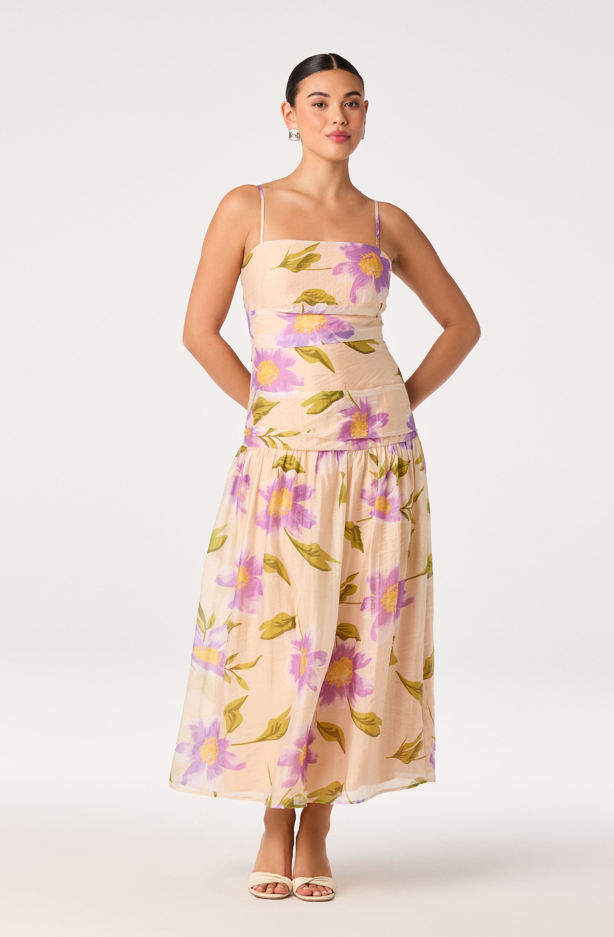 Ava Floral Pleated Midi Dress