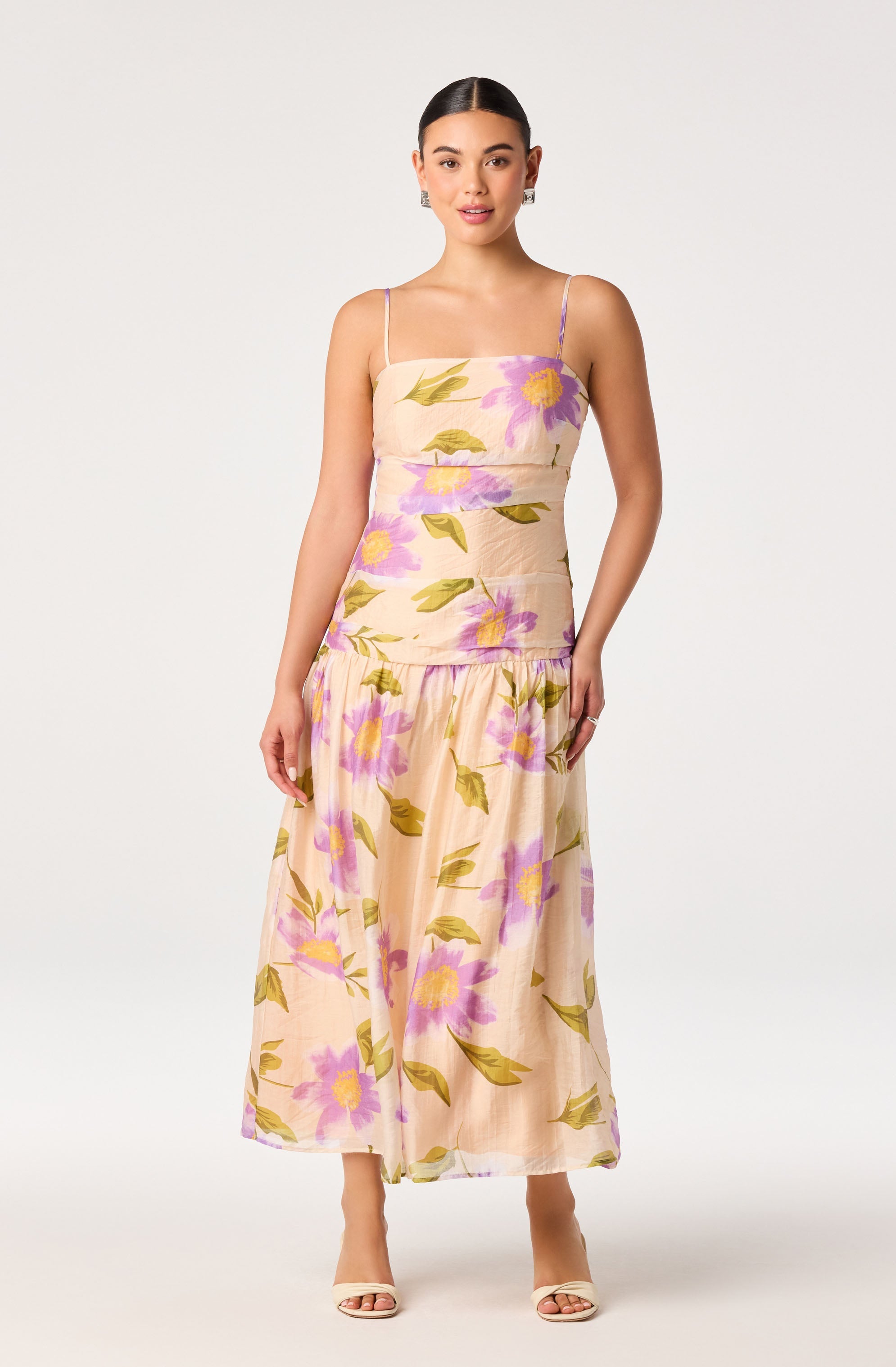 Ava Floral Pleated Midi Dress
