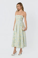 Destini Floral Jacquard Strapless Midi Dress