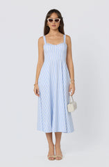 Isabela Striped Sweetheart Midi Dress