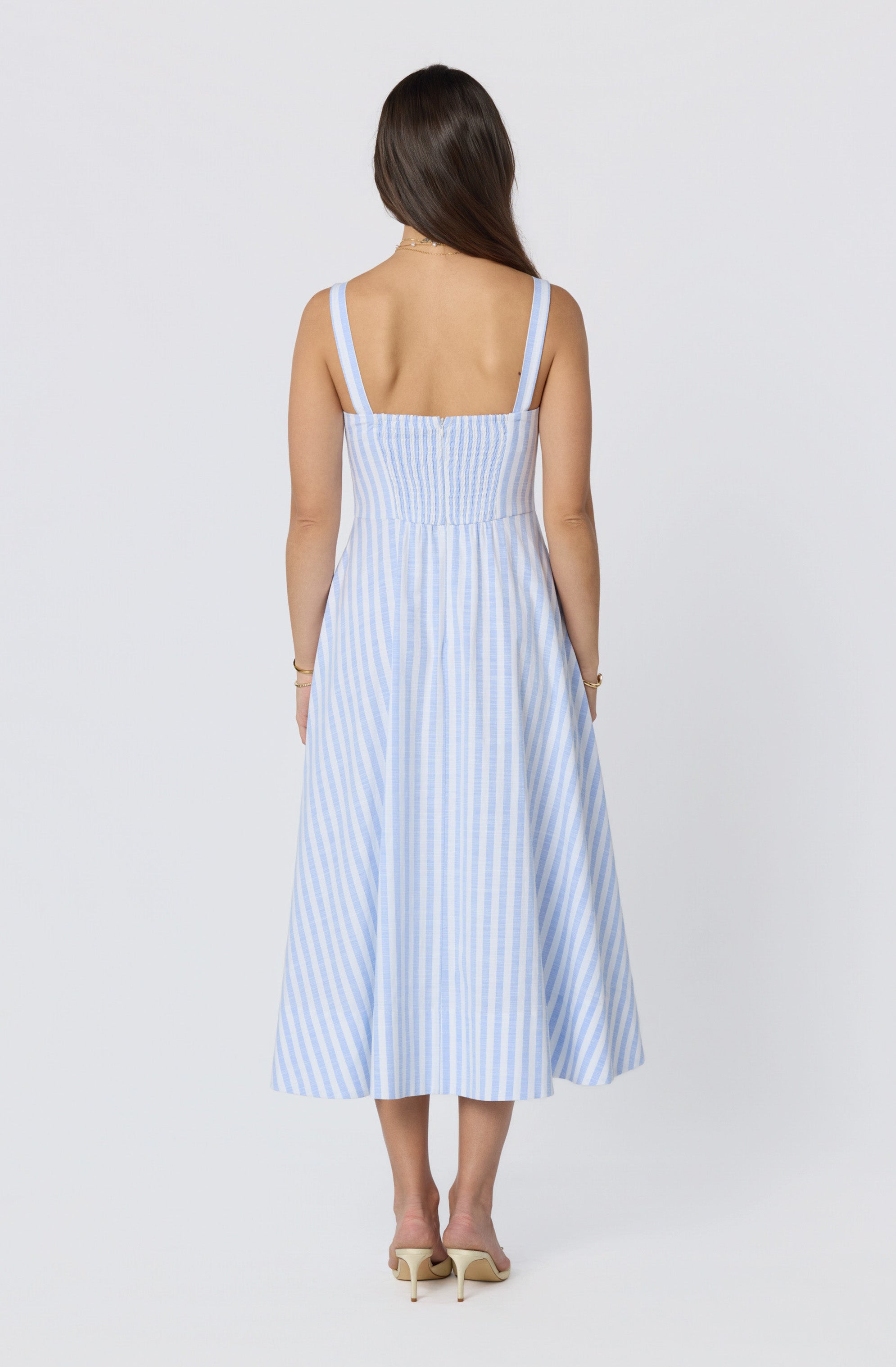 Isabela Striped Sweetheart Midi Dress