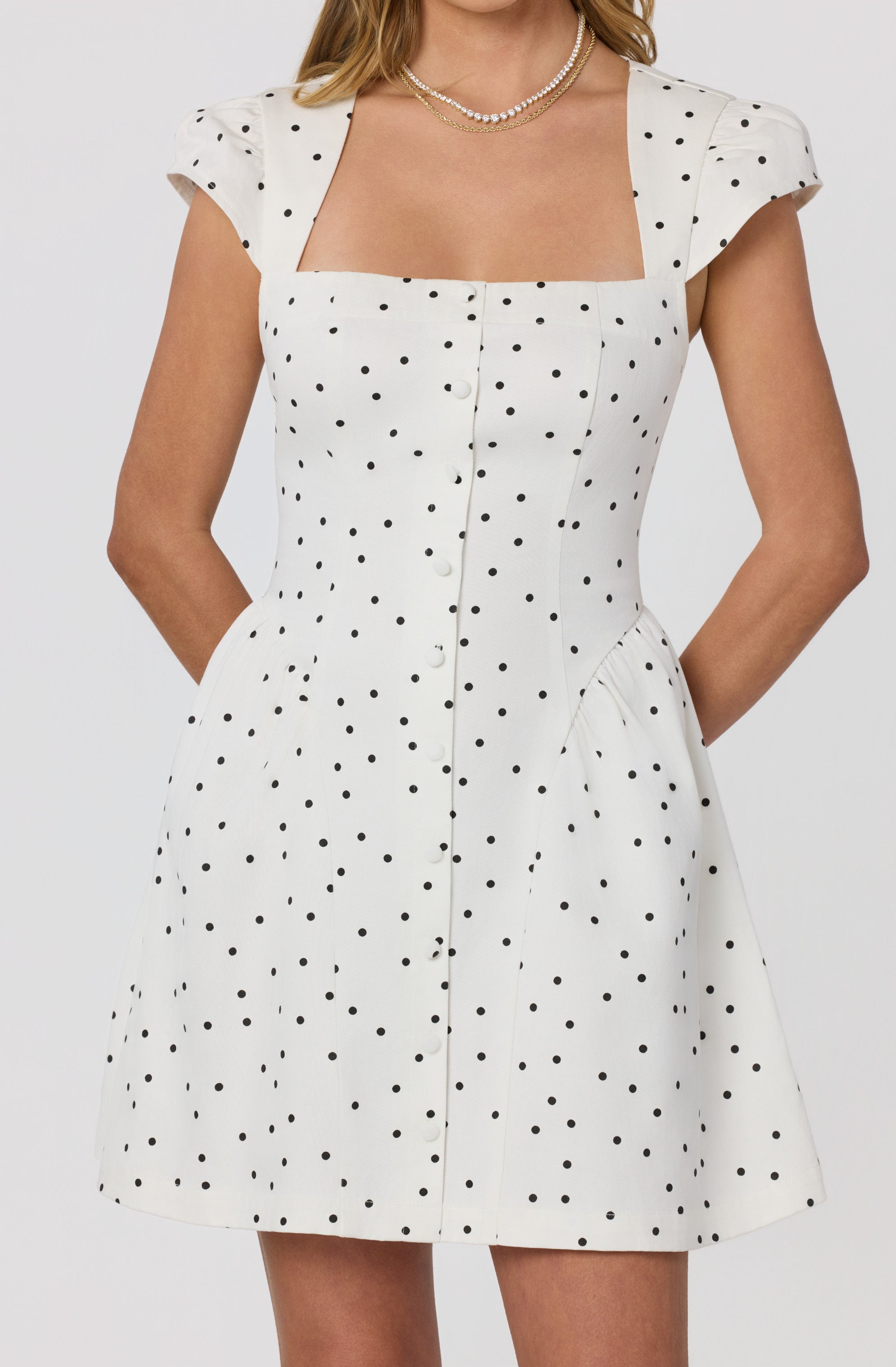 Averi Polka Dot Cap Sleeve Mini Dress