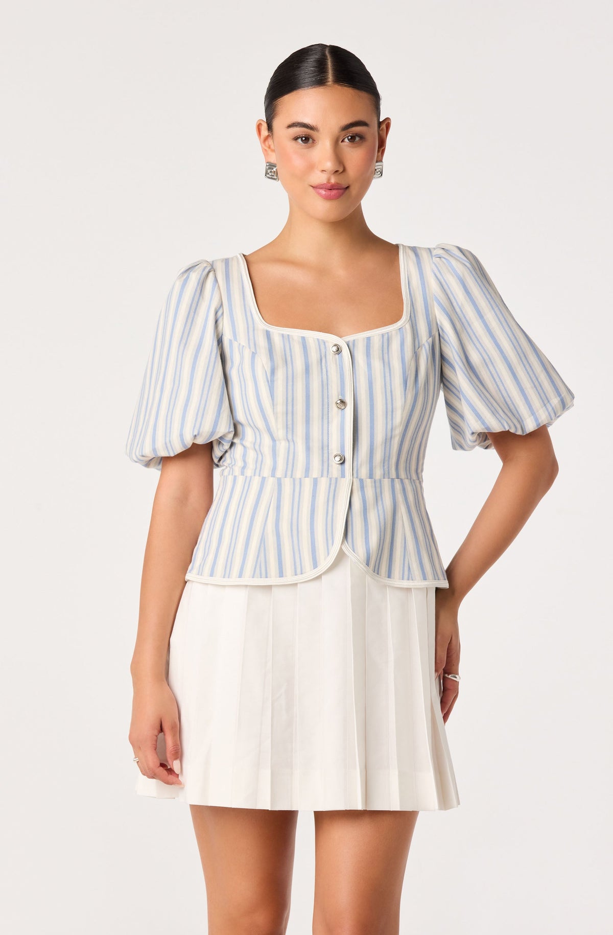 Brigitta Striped Puff Sleeve Mini Dress