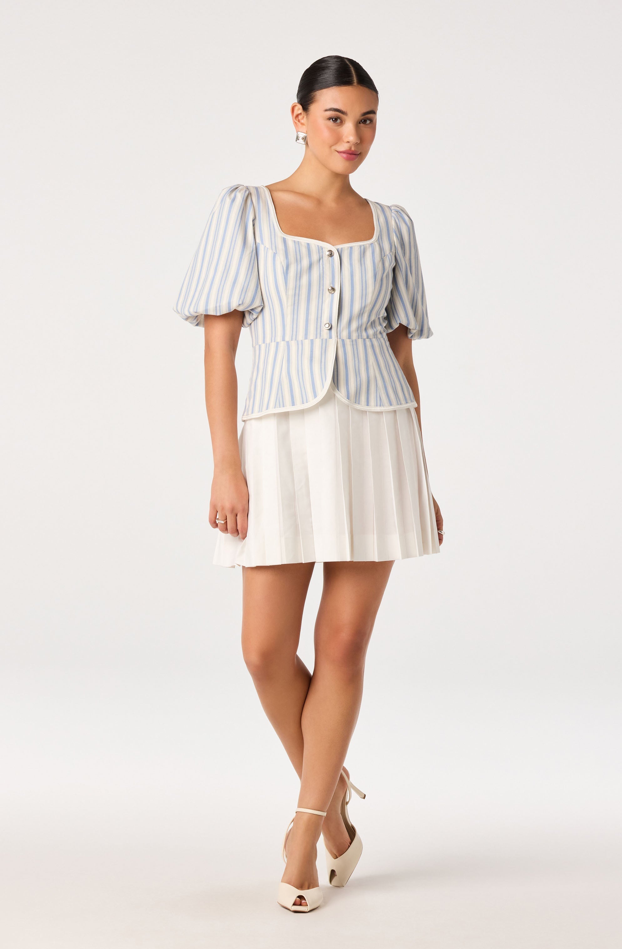 Brigitta Striped Puff Sleeve Mini Dress