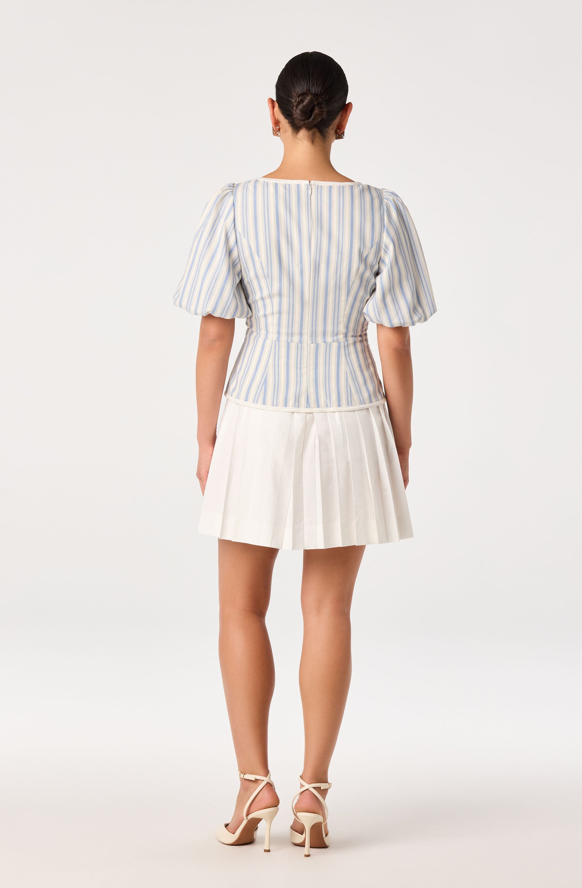 Brigitta Striped Puff Sleeve Mini Dress