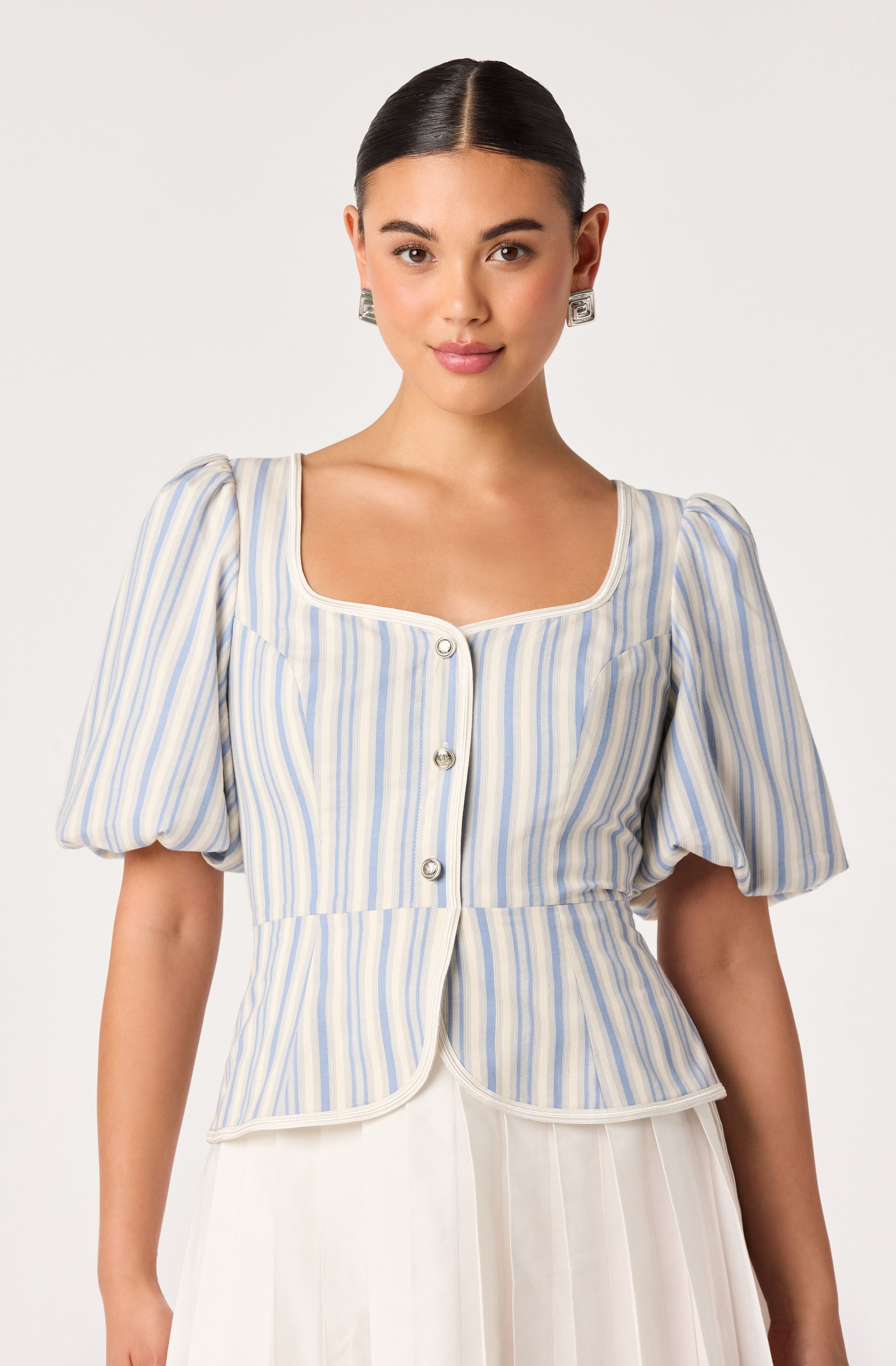 Brigitta Striped Puff Sleeve Mini Dress