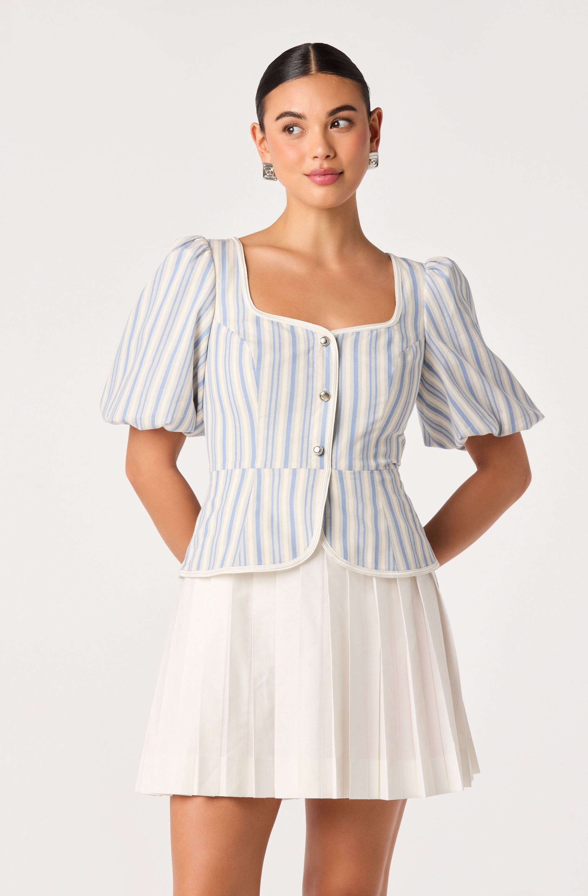 Brigitta Striped Puff Sleeve Mini Dress