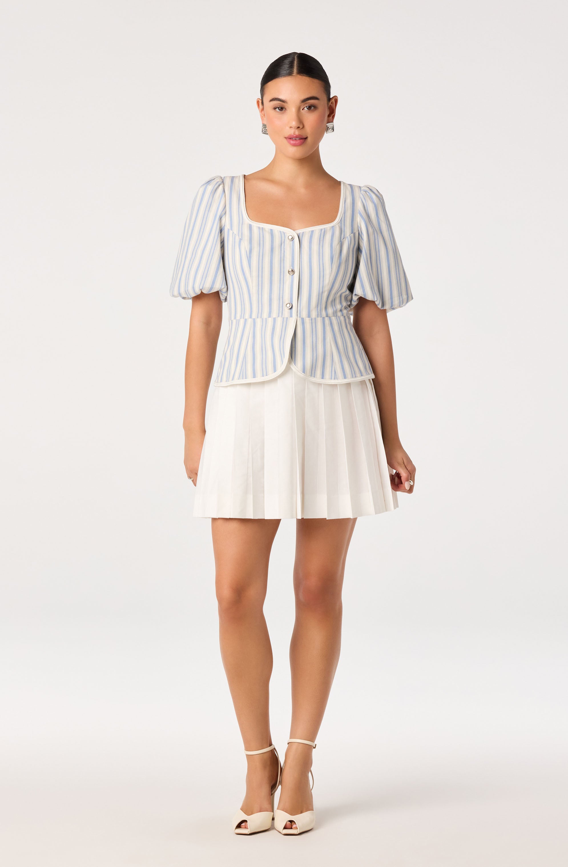 Brigitta Striped Puff Sleeve Mini Dress