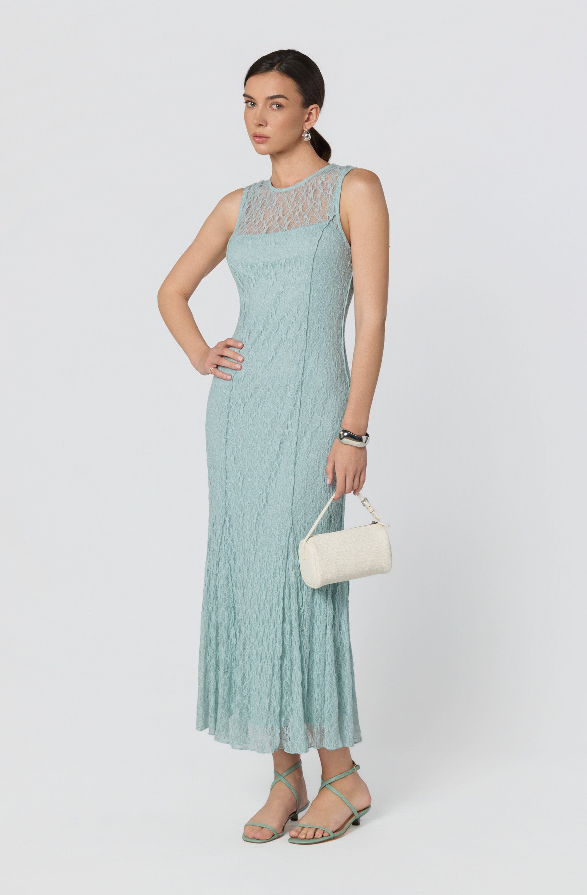 Annabella Semi-Sheer Lace Maxi Dress