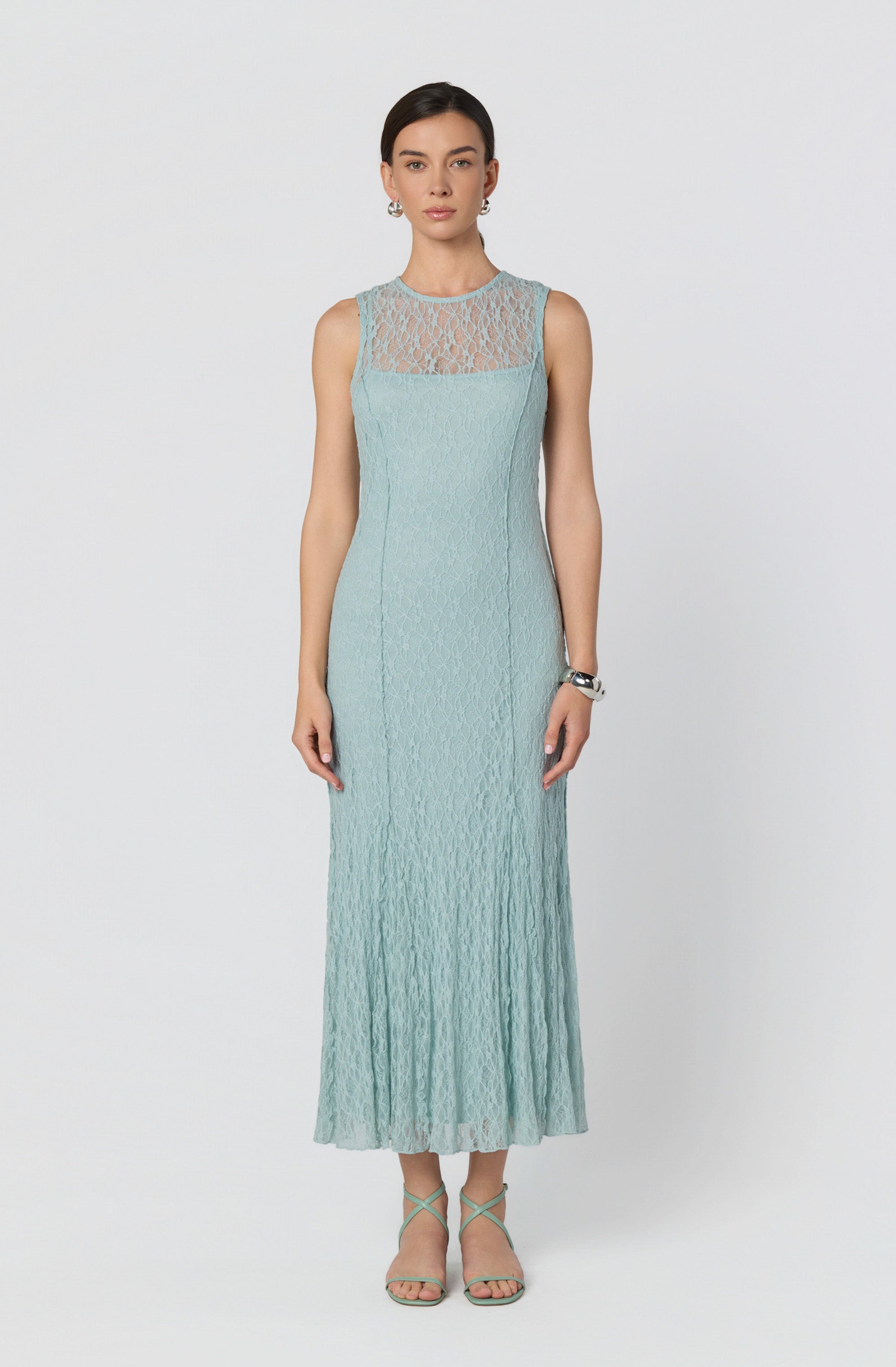 Annabella Semi-Sheer Lace Maxi Dress