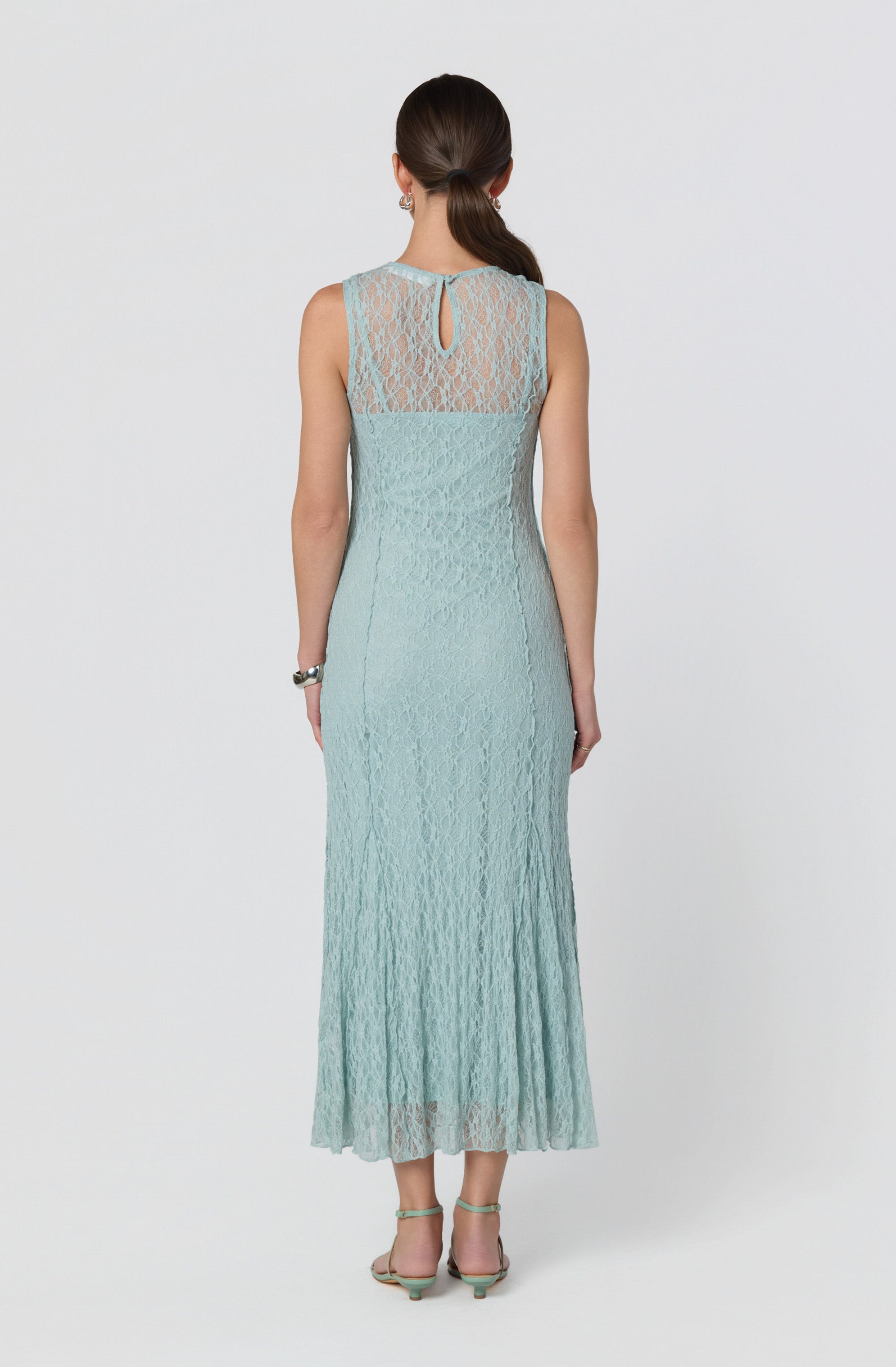 Annabella Semi-Sheer Lace Maxi Dress