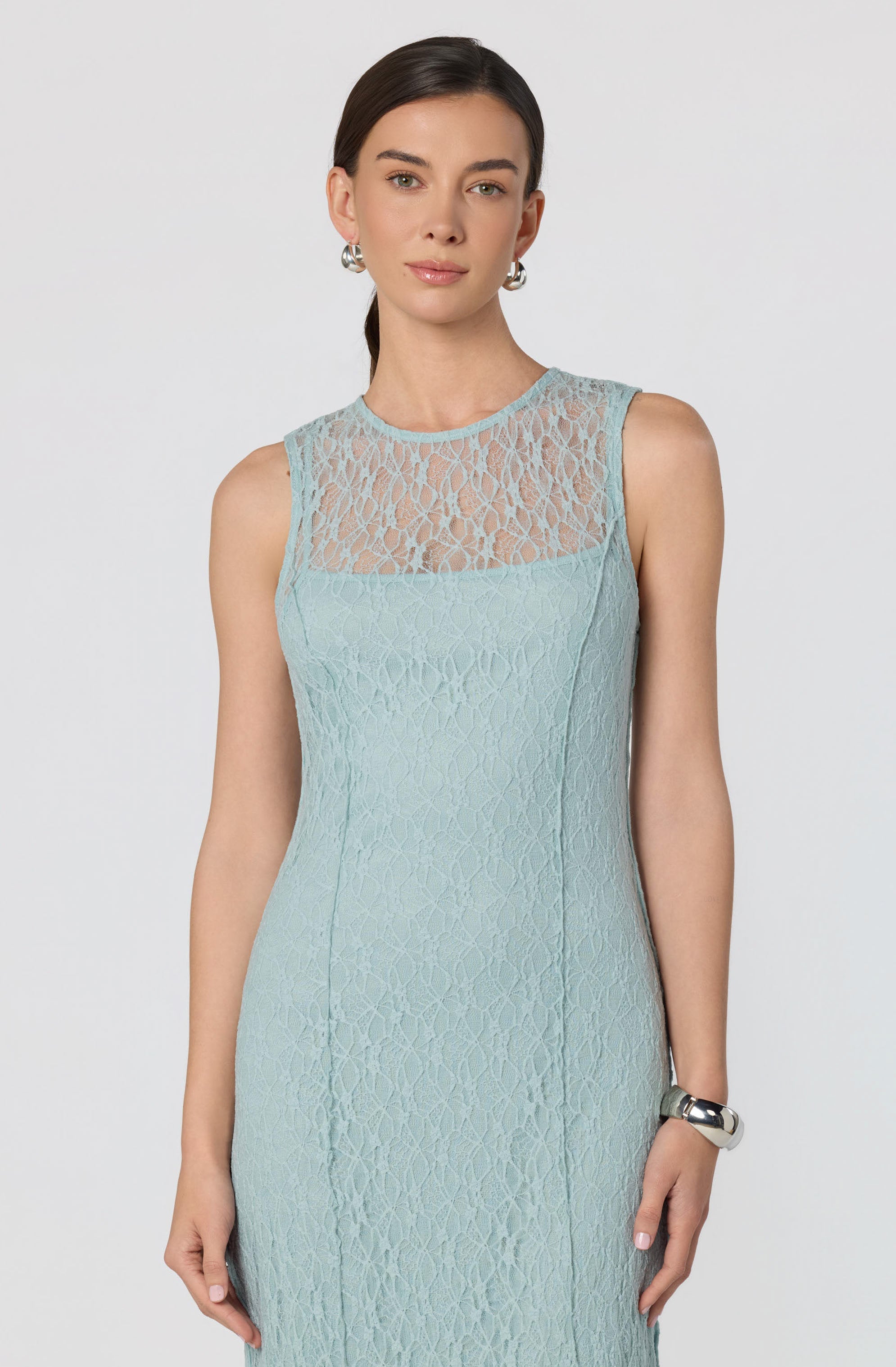 Annabella Semi-Sheer Lace Maxi Dress
