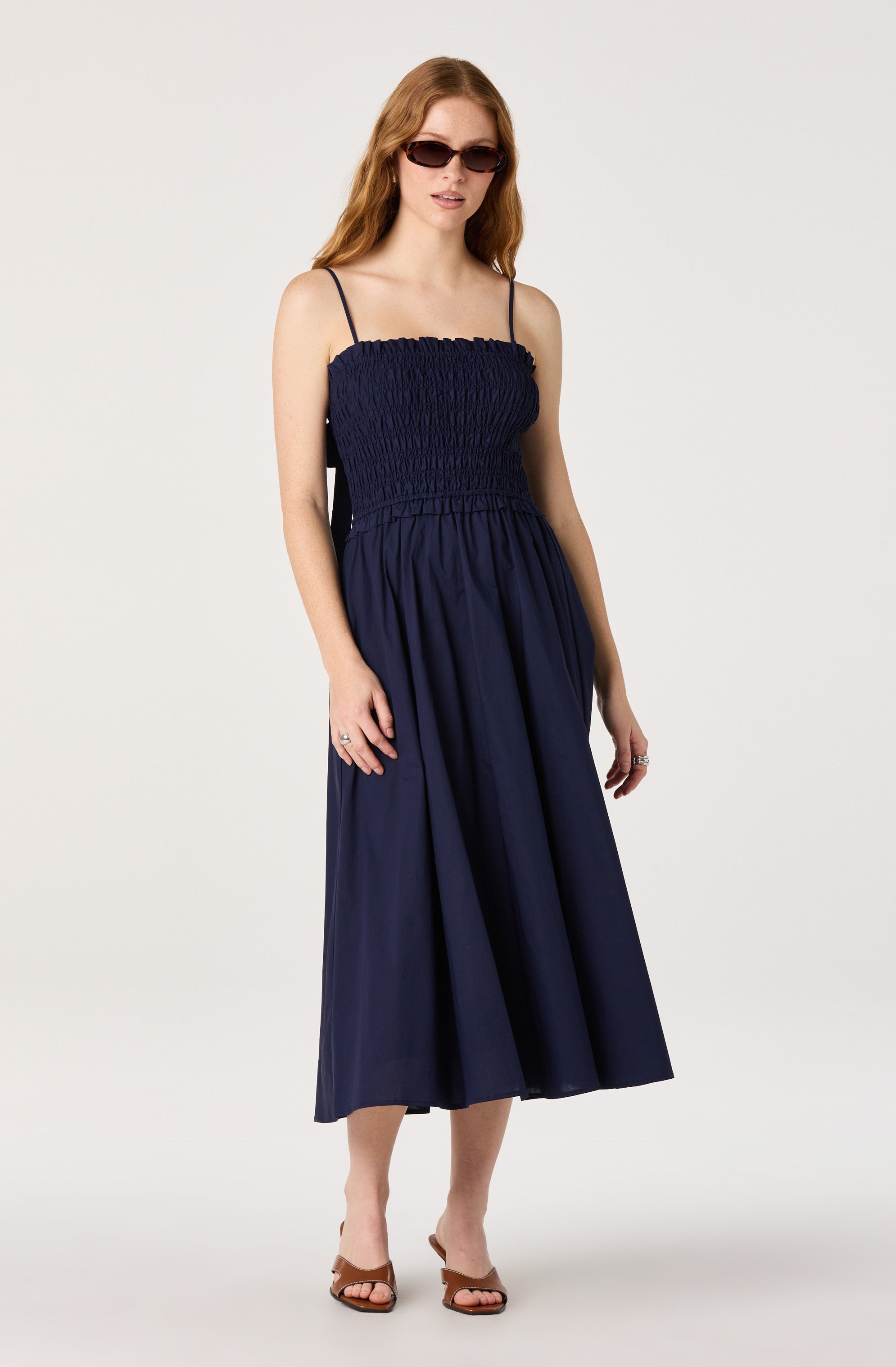 Harper Smocked A-Line Midi Dress