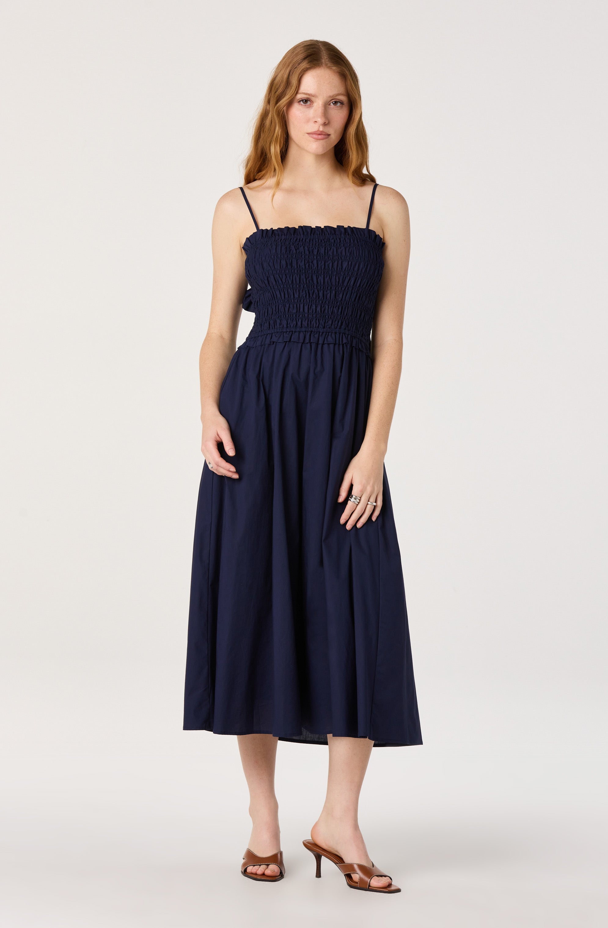Harper Smocked A-Line Midi Dress