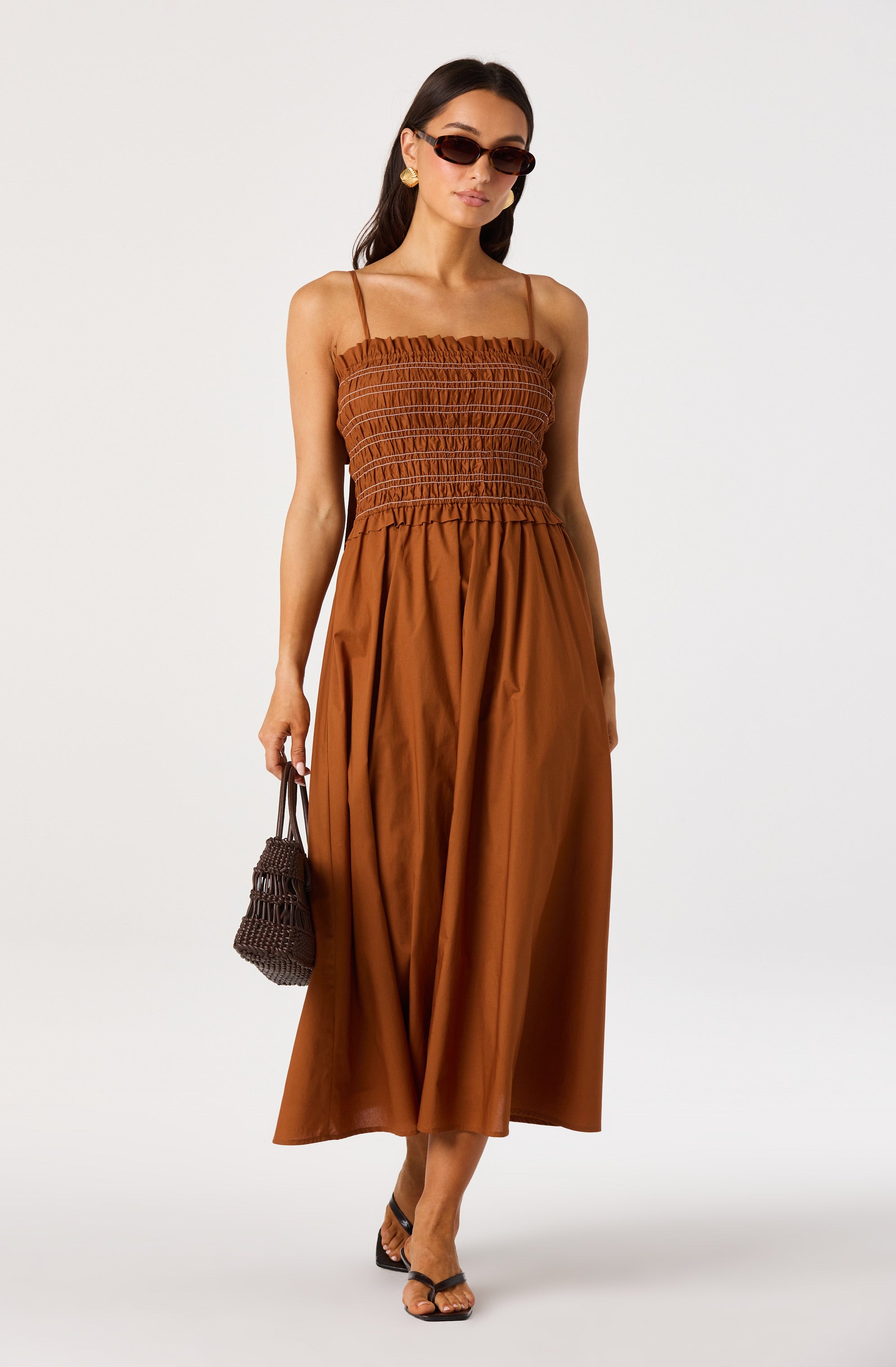Harper Smocked A-Line Midi Dress