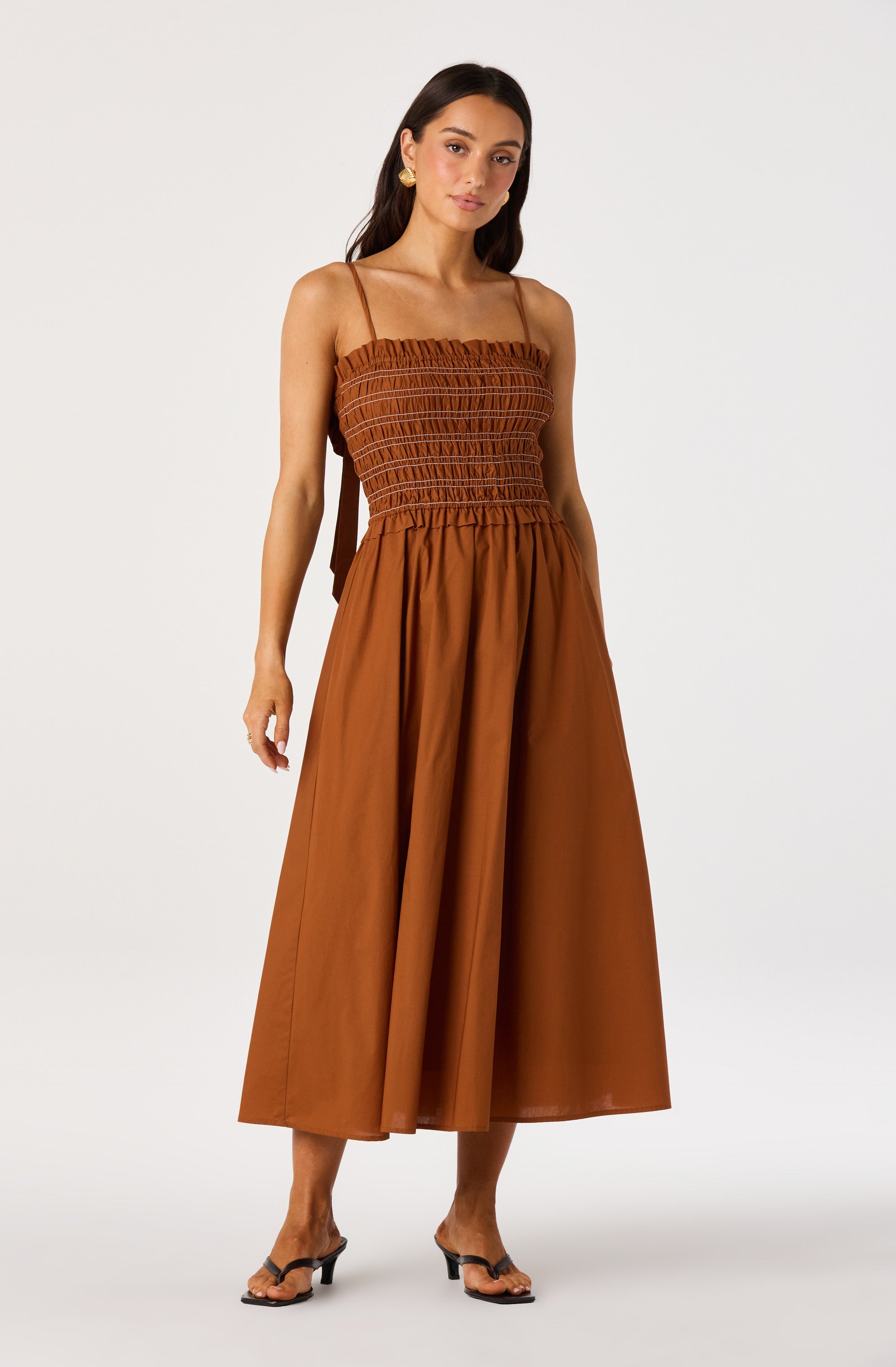 Harper Smocked A-Line Midi Dress