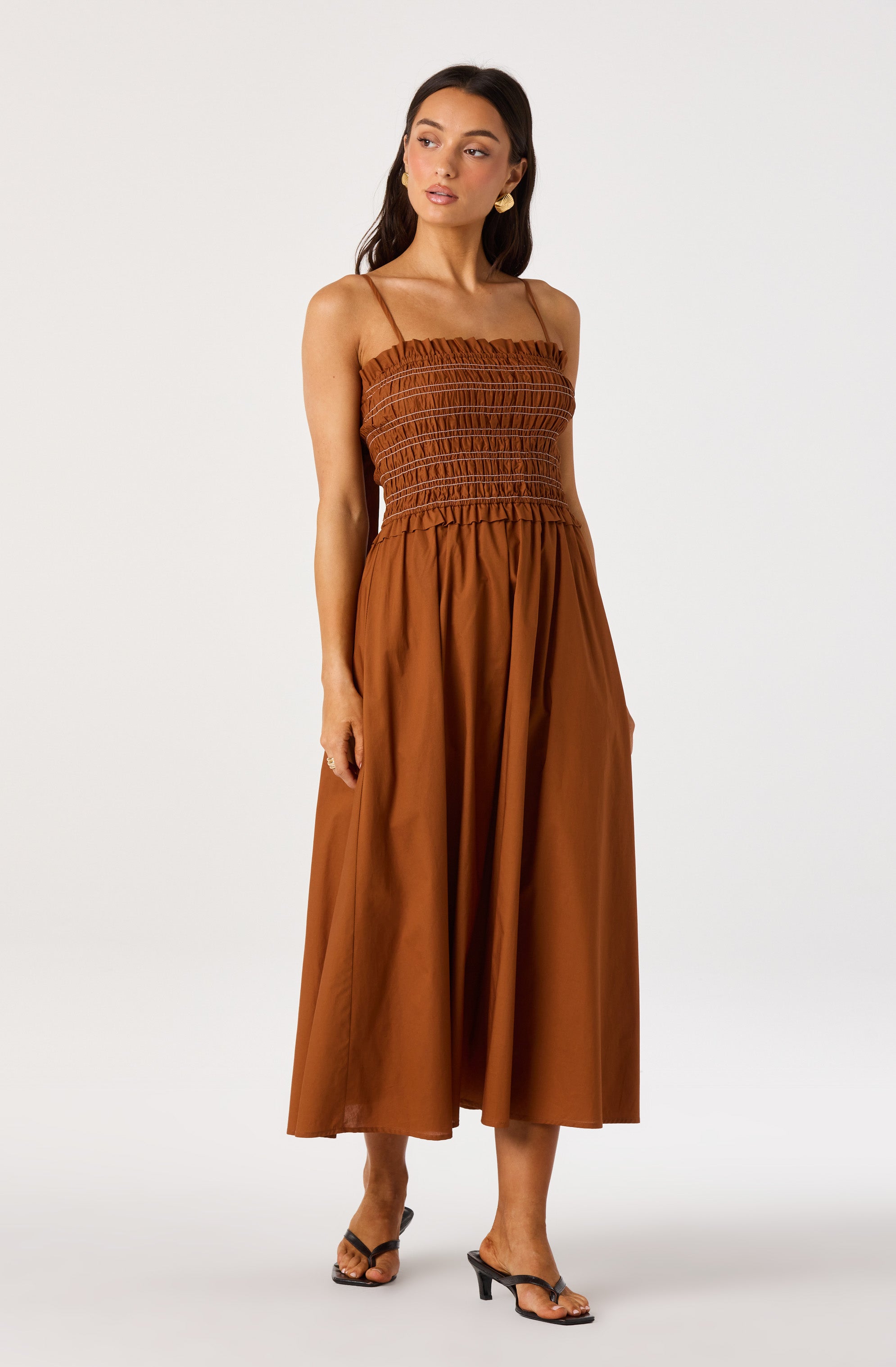 Harper Smocked A-Line Midi Dress