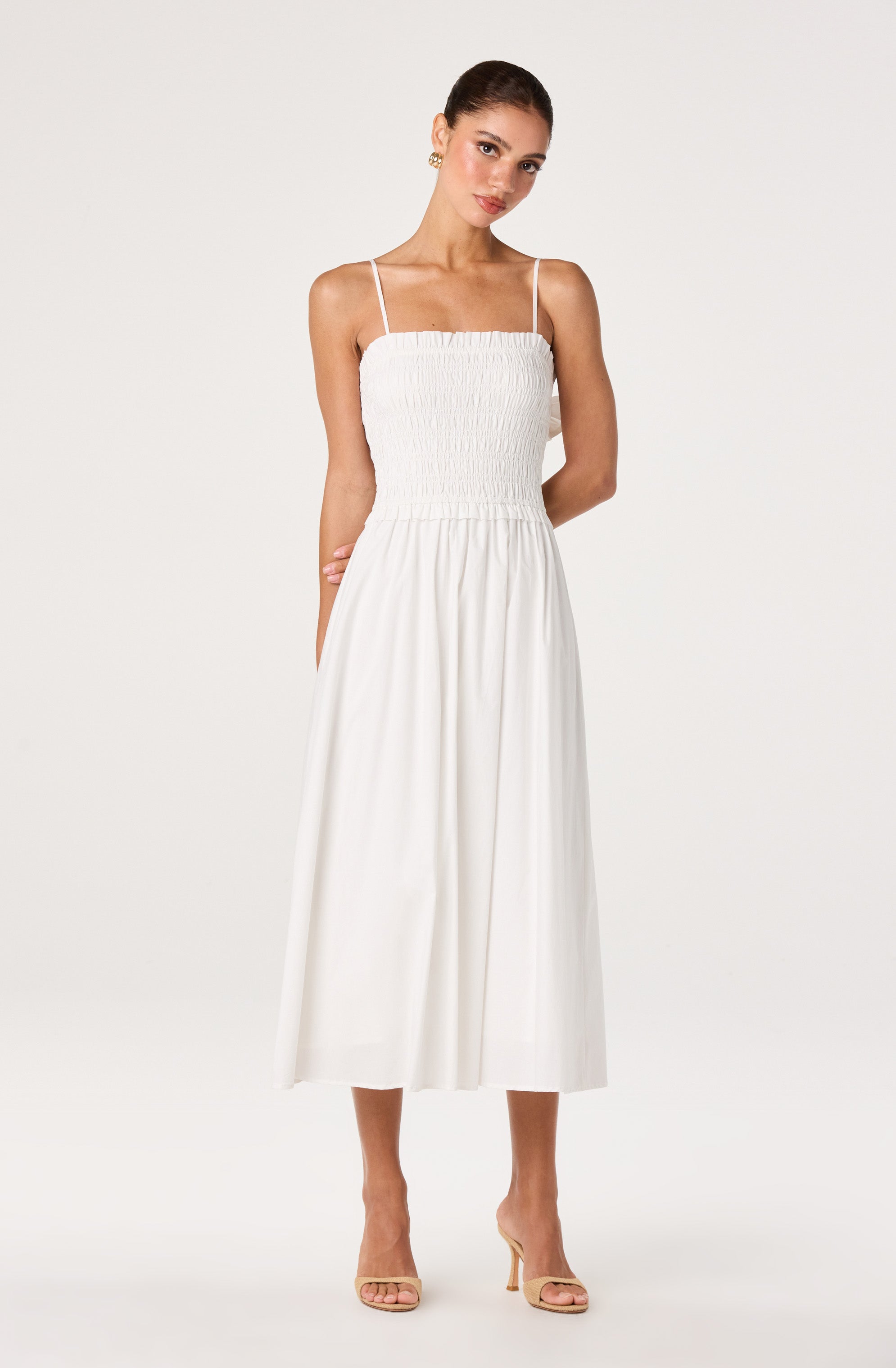 Harper Smocked A-Line Midi Dress