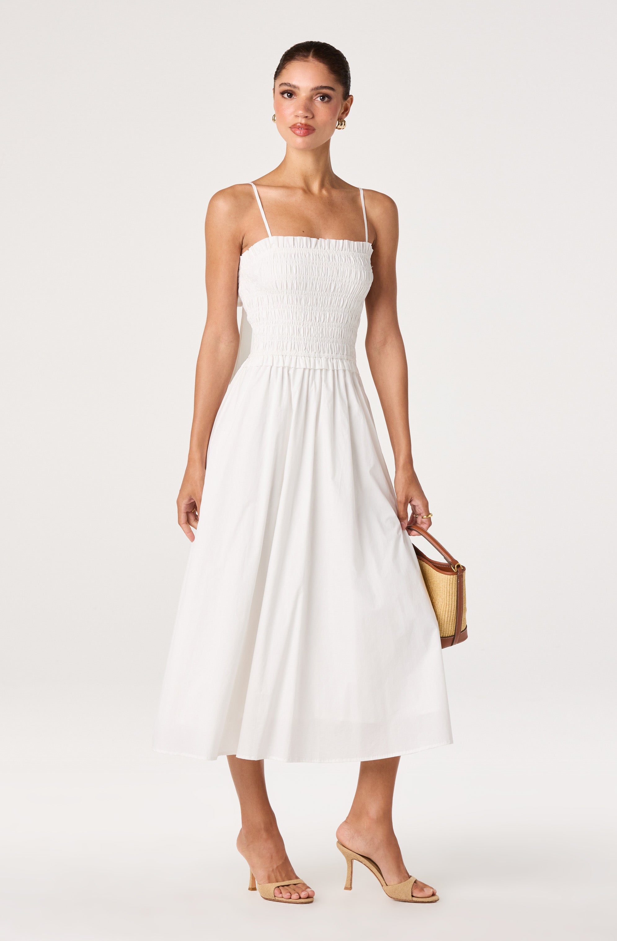 Harper Smocked A-Line Midi Dress
