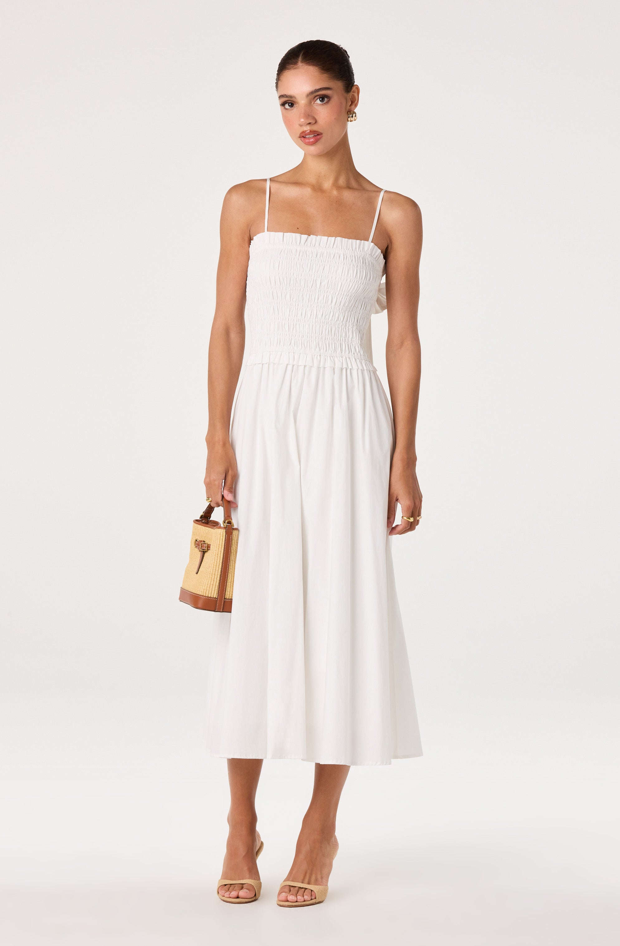 Harper Smocked A-Line Midi Dress