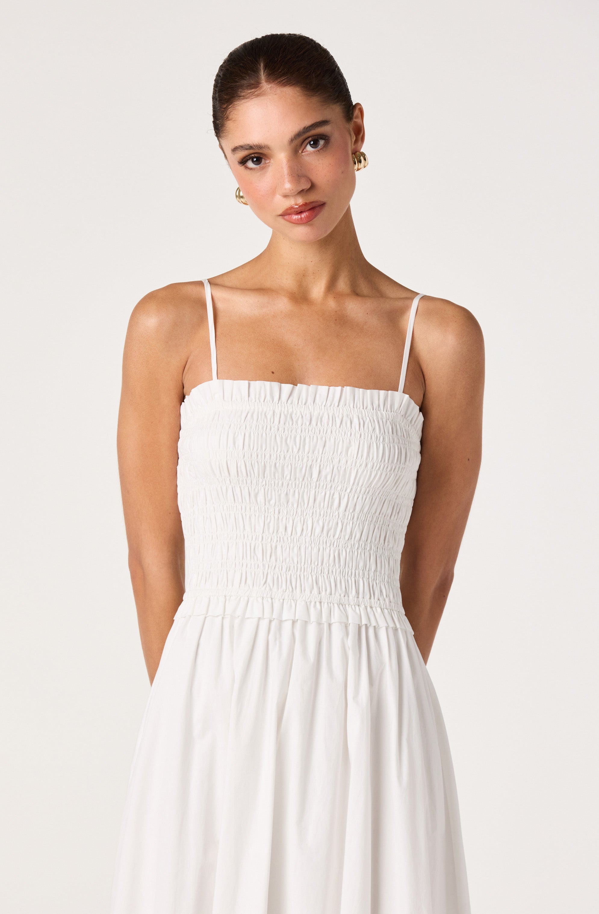 Harper Smocked A-Line Midi Dress