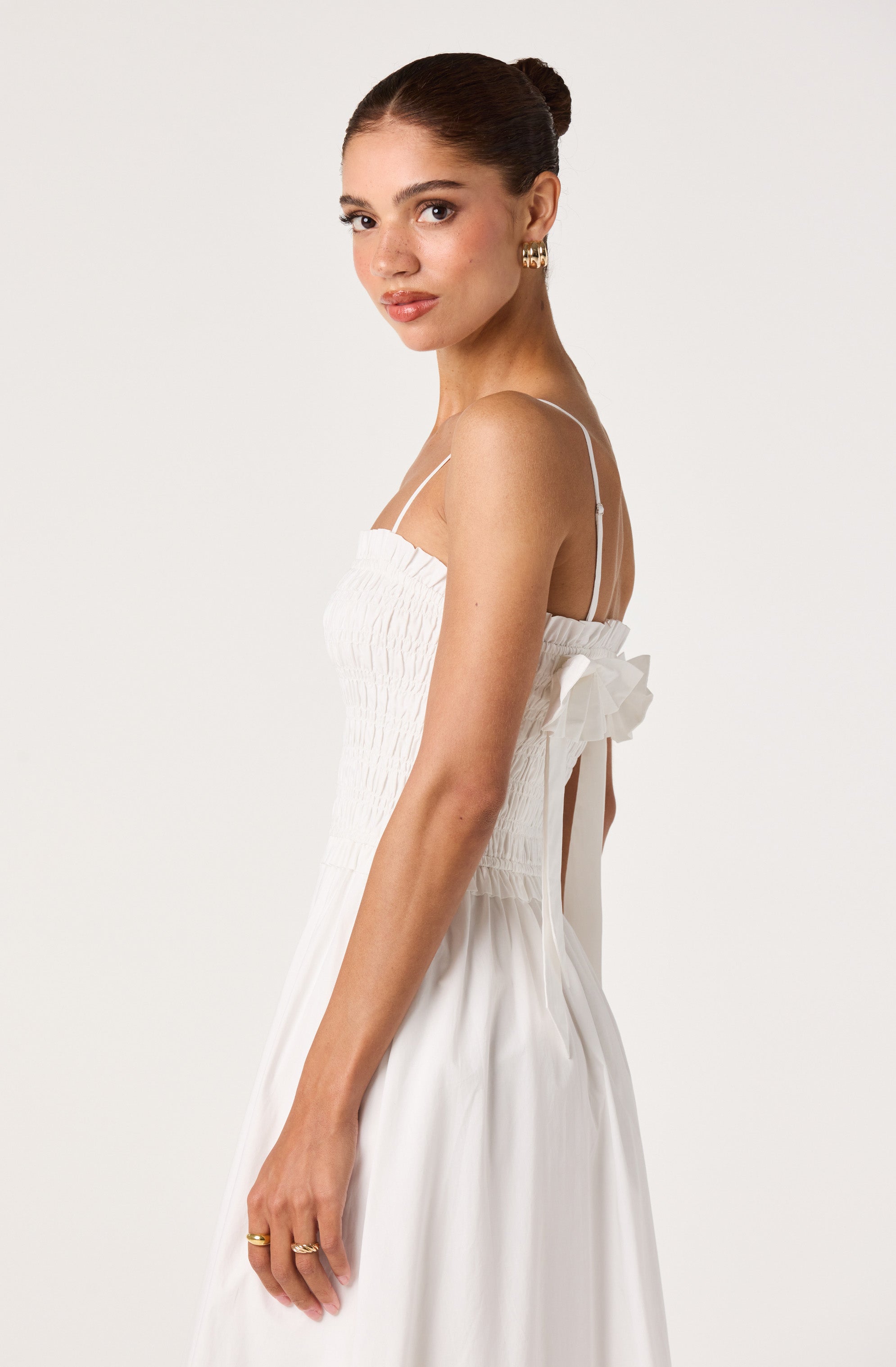 Harper Smocked A-Line Midi Dress