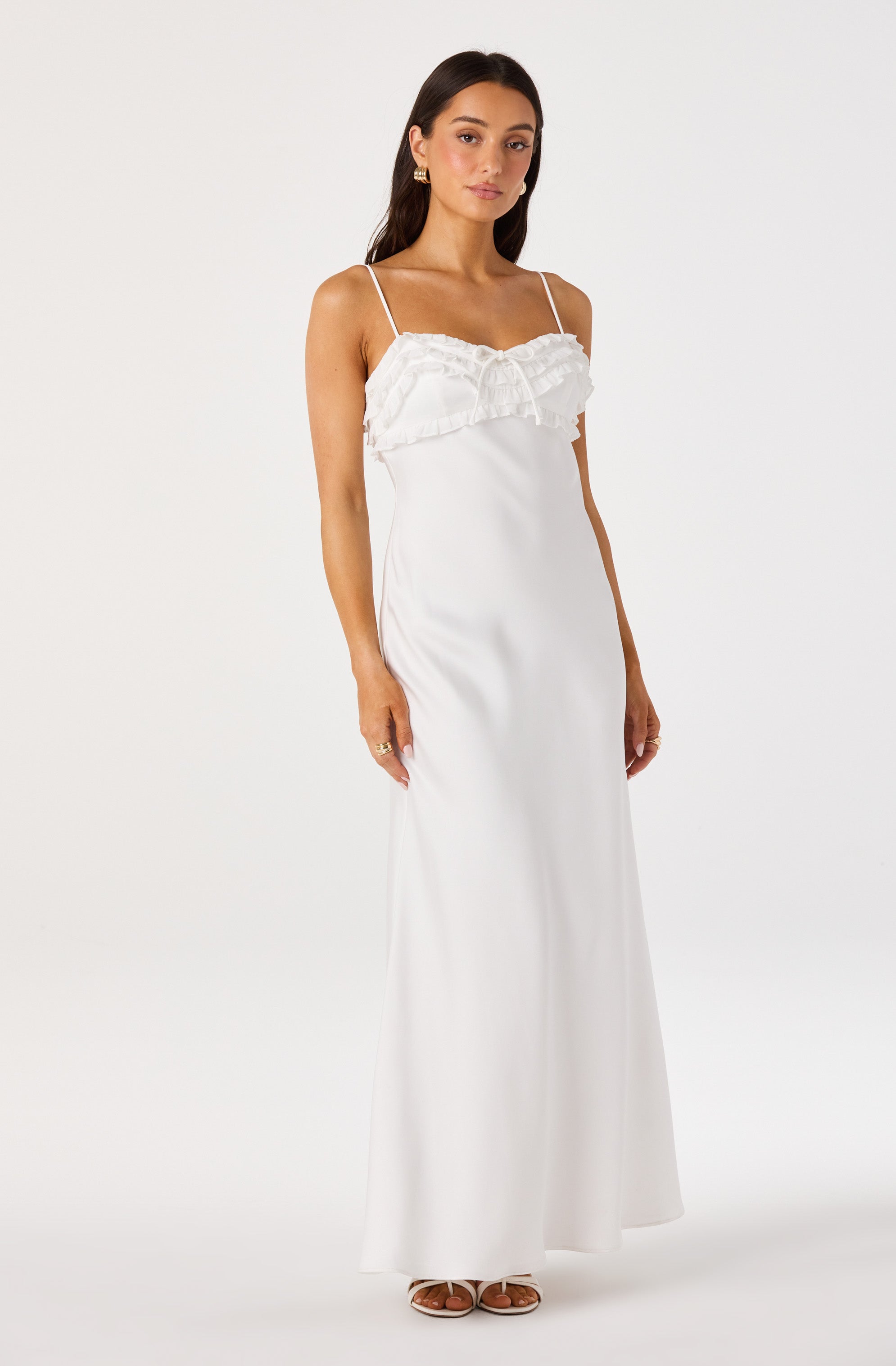 Jade Ruffle Trim Maxi Dress