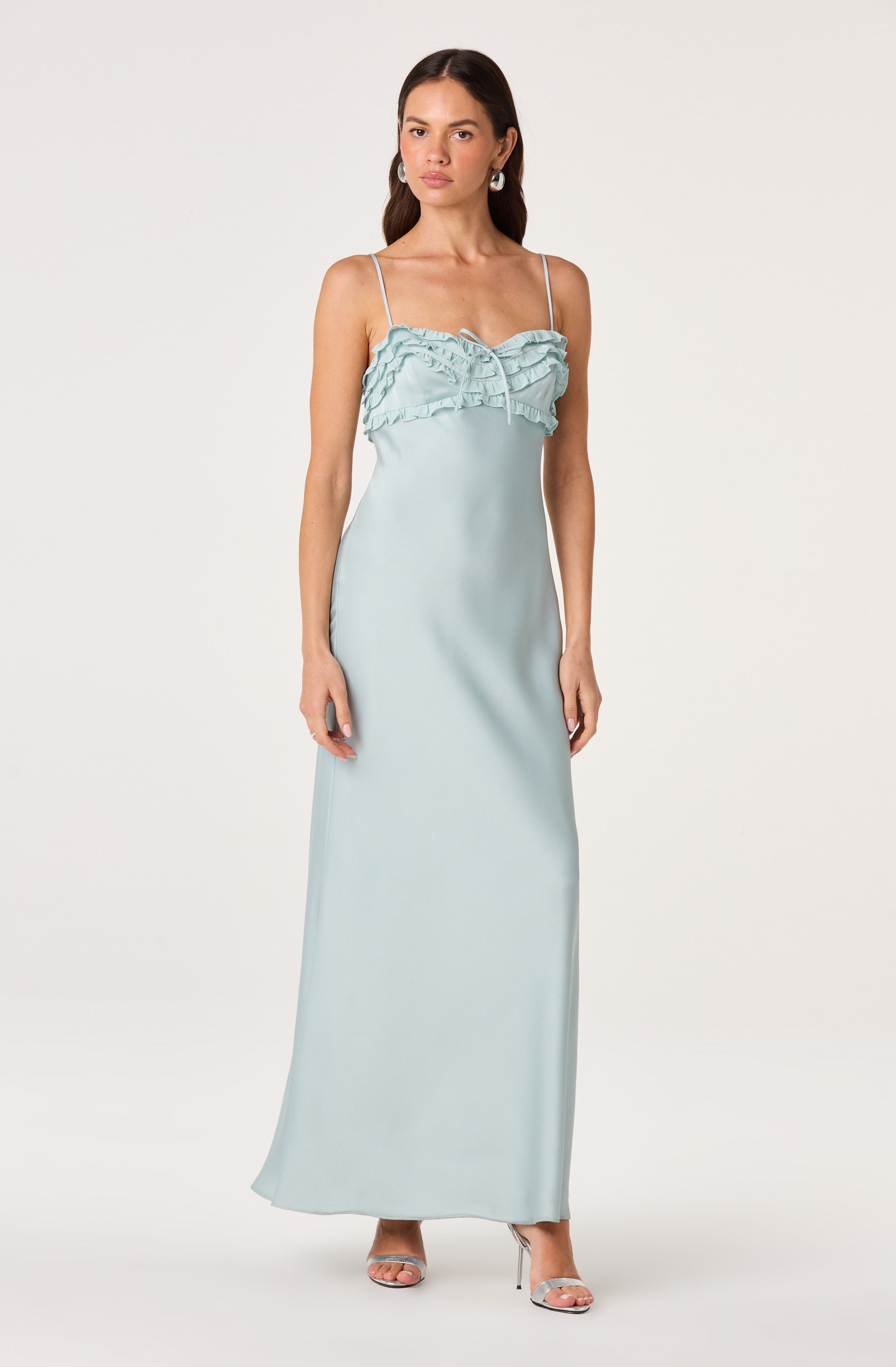 Jade Ruffle Trim Maxi Dress