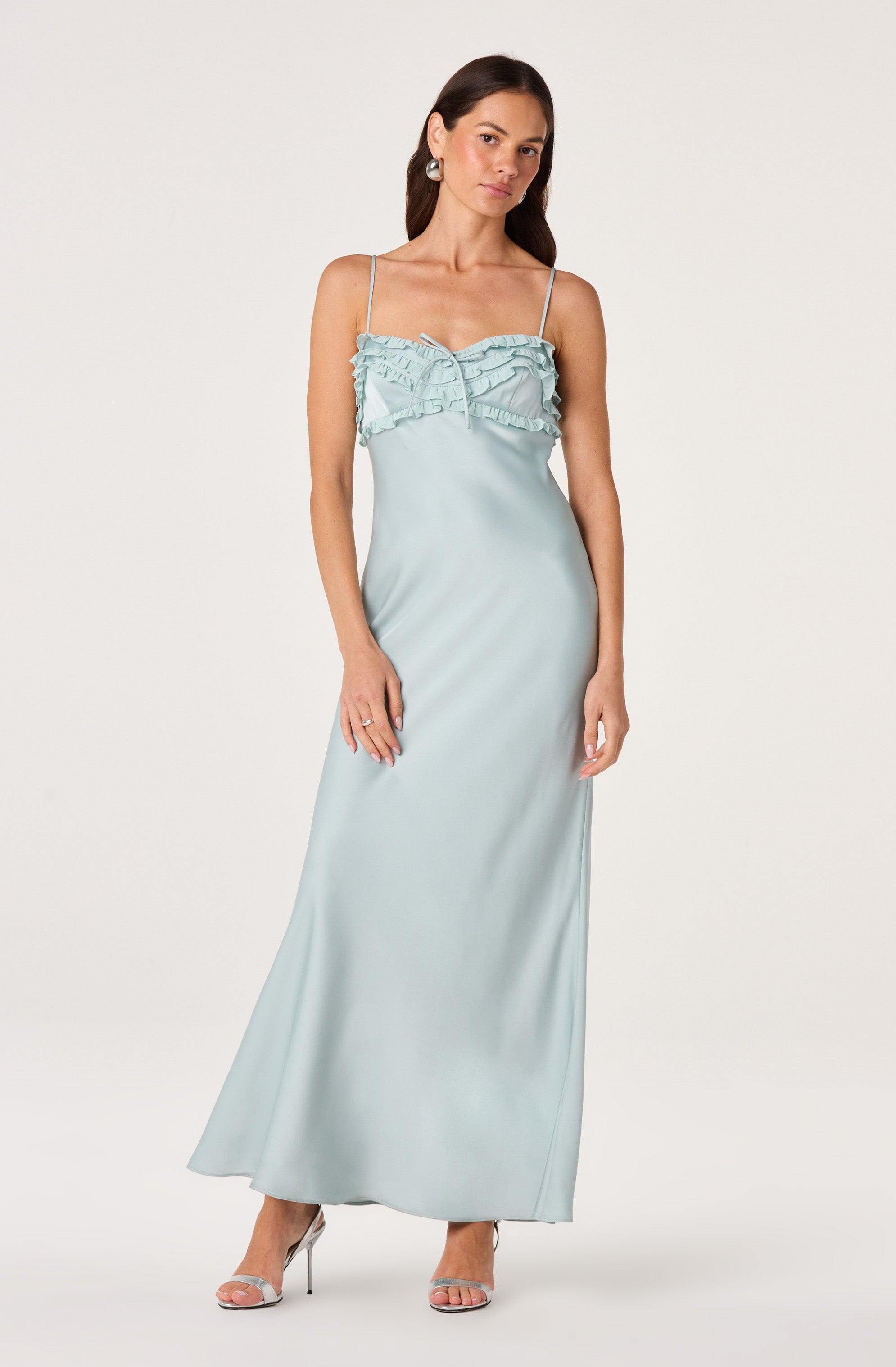 Jade Ruffle Trim Maxi Dress