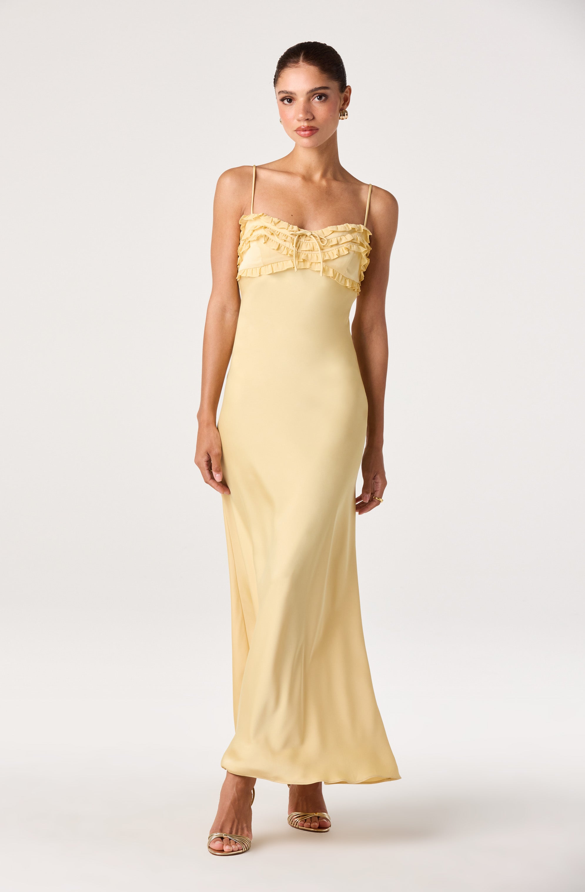 Jade Ruffle Trim Maxi Dress