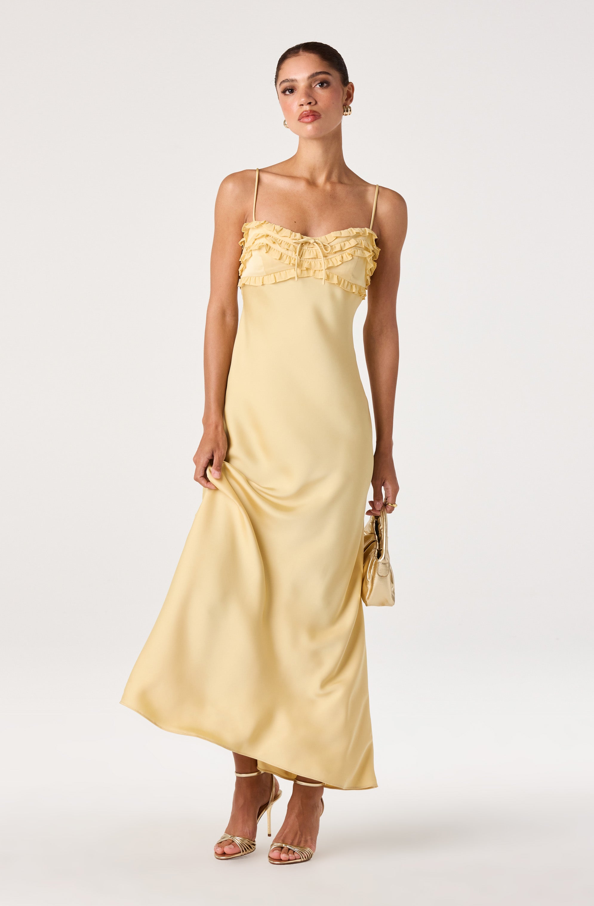 Jade Ruffle Trim Maxi Dress