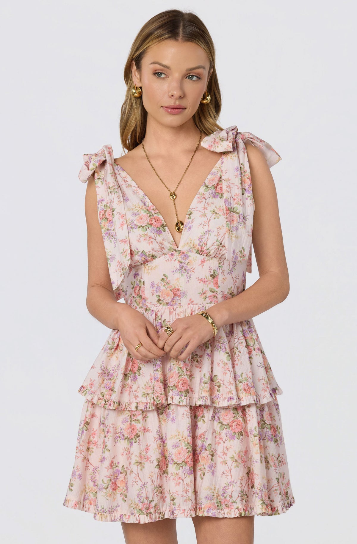 Ainlay Floral Tiered Mini Dress