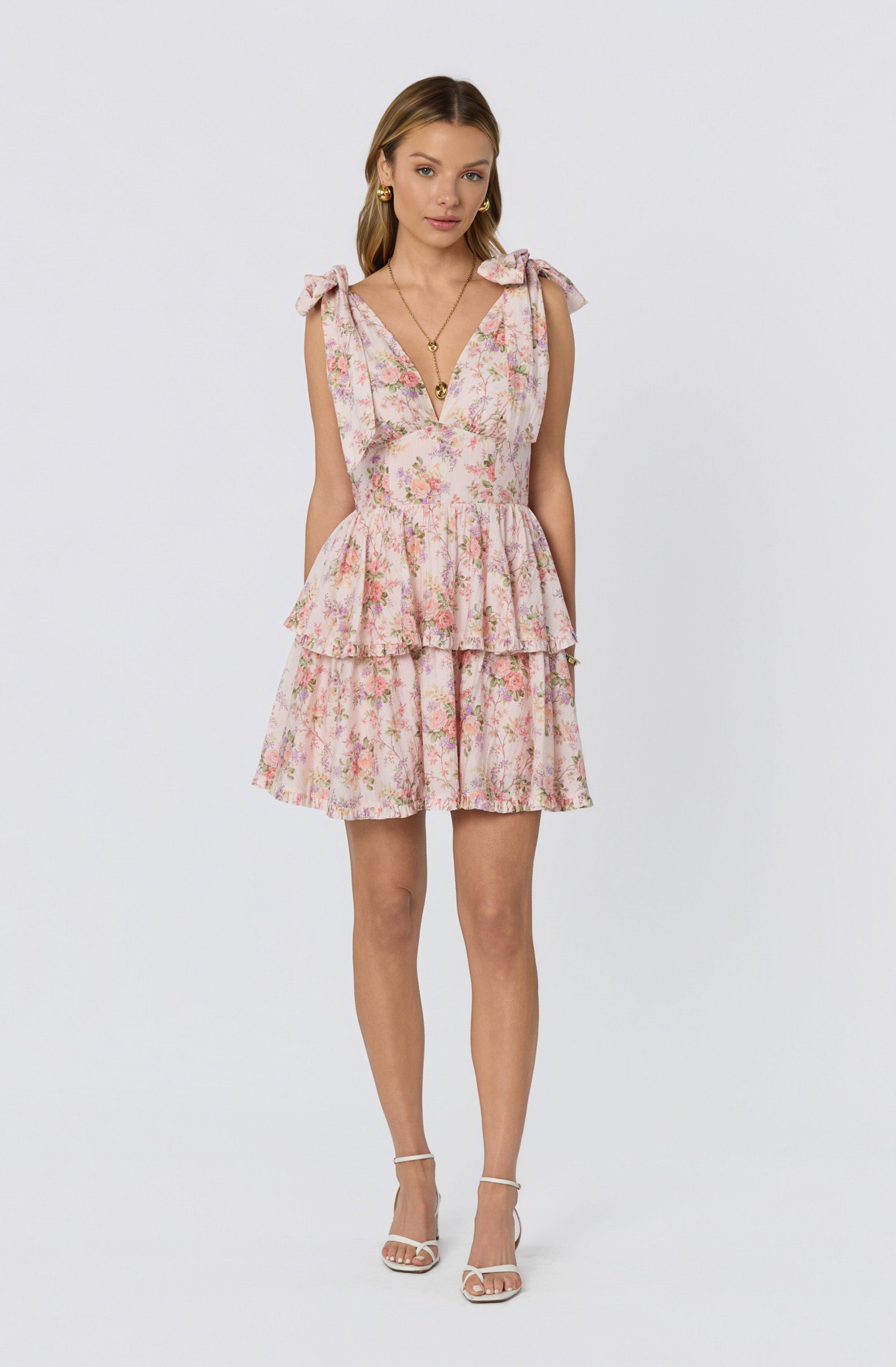 Ainlay Floral Tiered Mini Dress