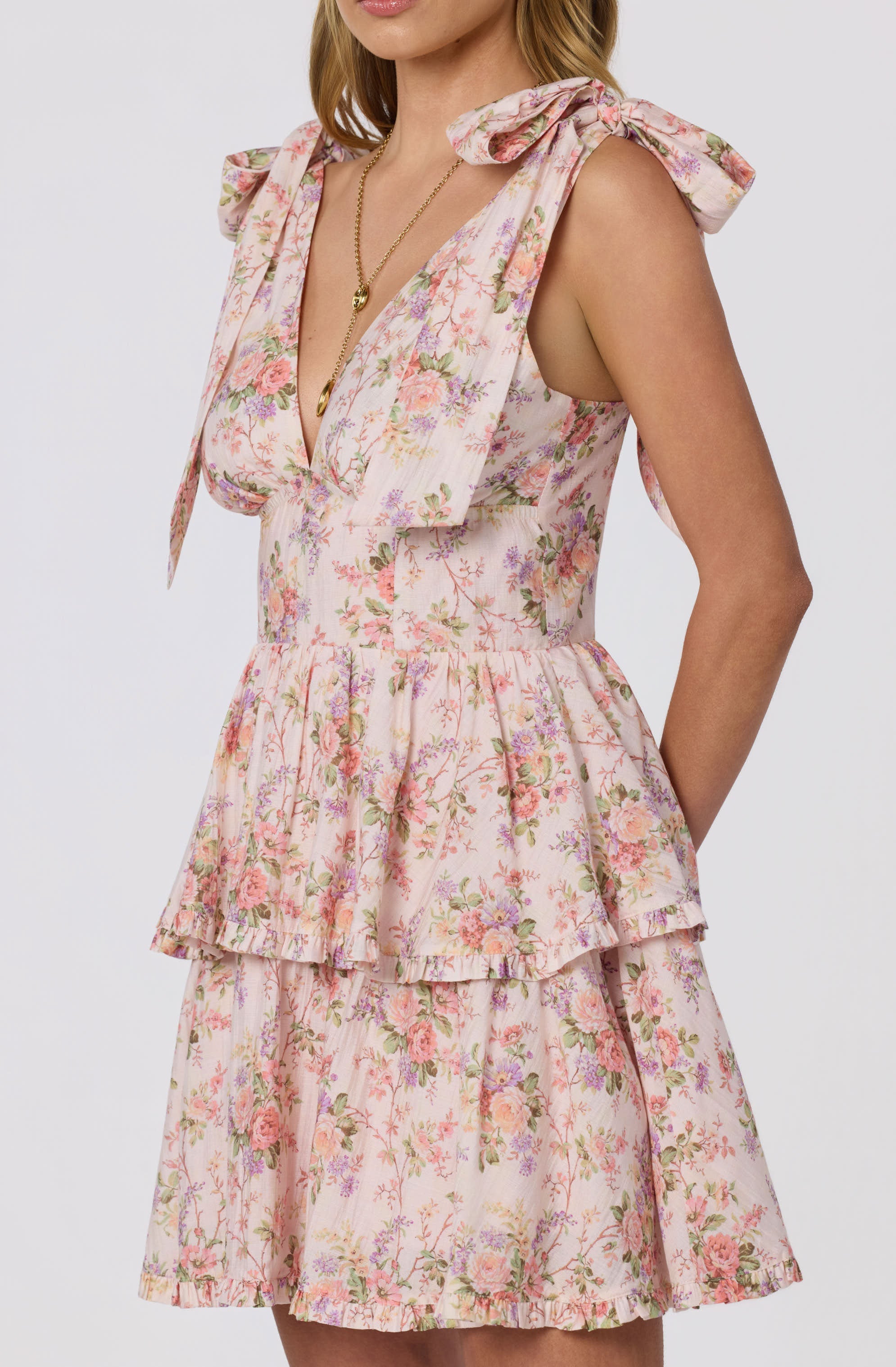 Ainlay Floral Tiered Mini Dress