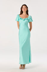 Bethrose 3D Rose Satin Maxi Dress