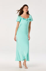 Bethrose 3D Rose Satin Maxi Dress
