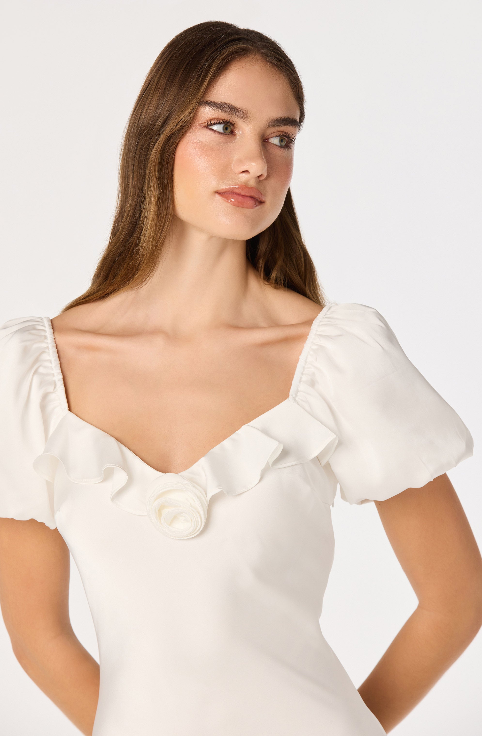 Bethrose 3D Rose Satin Maxi Dress