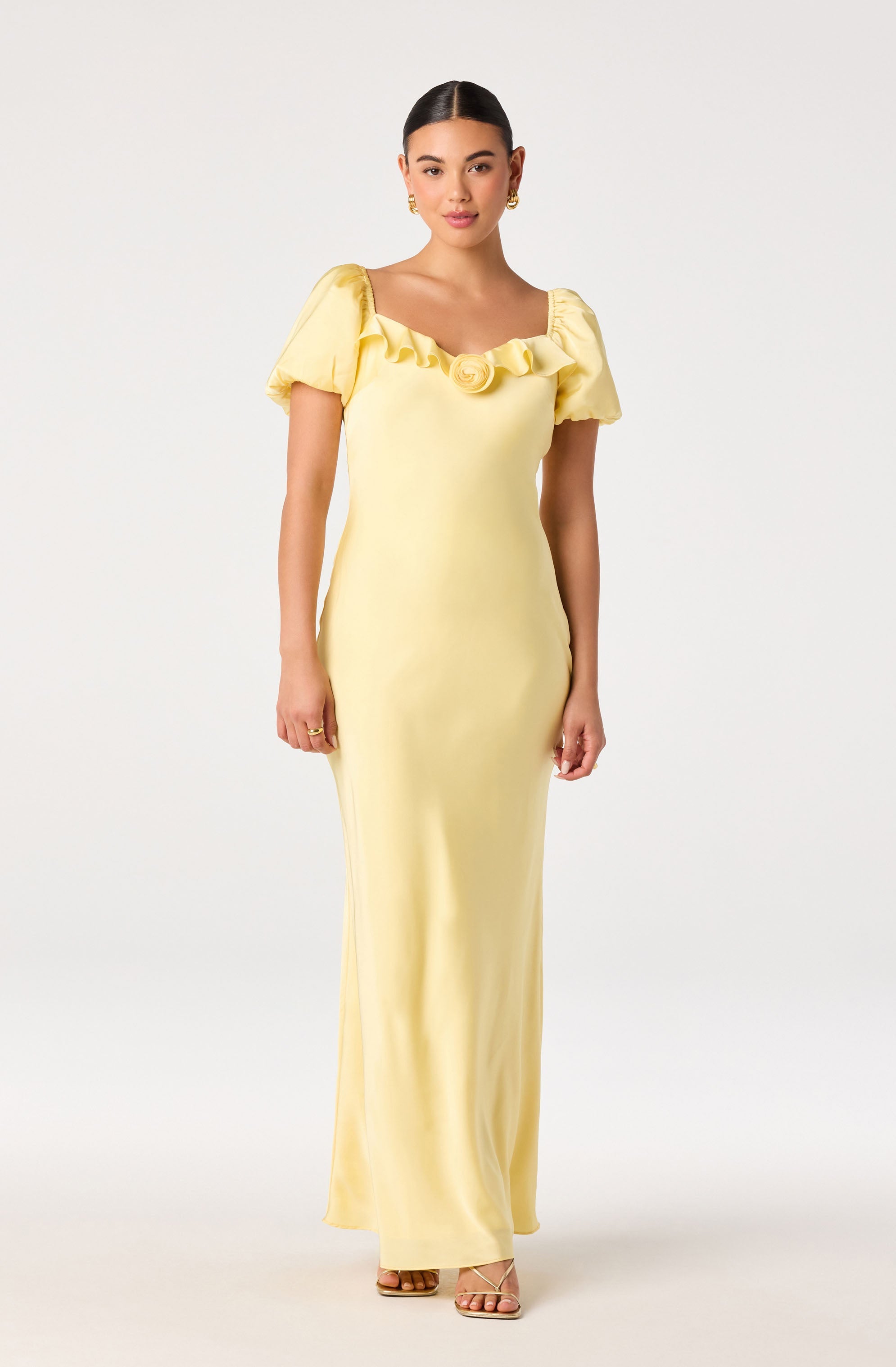 Bethrose 3D Rose Satin Maxi Dress