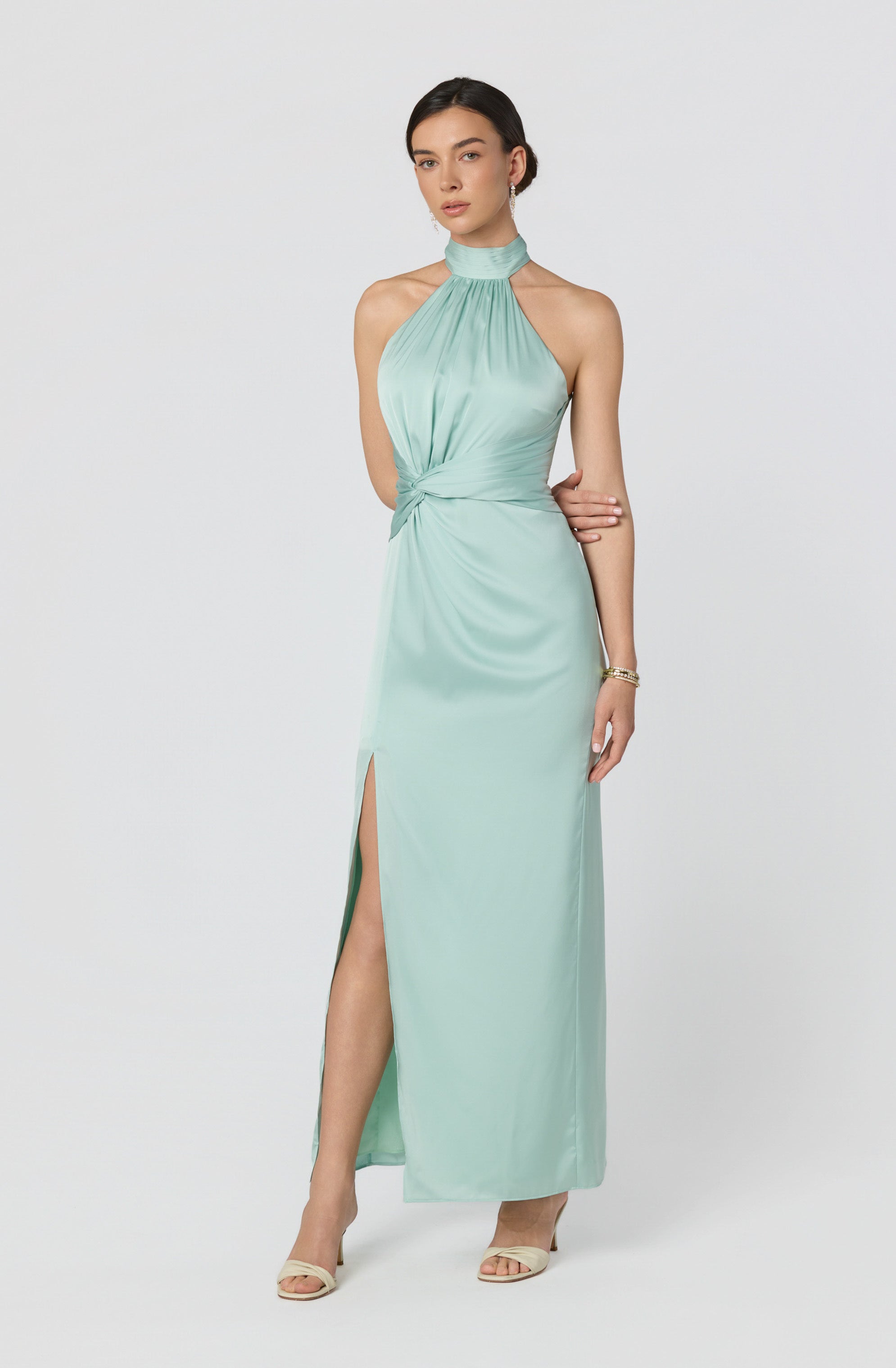 Aspen Twist Front Halter Maxi Dress