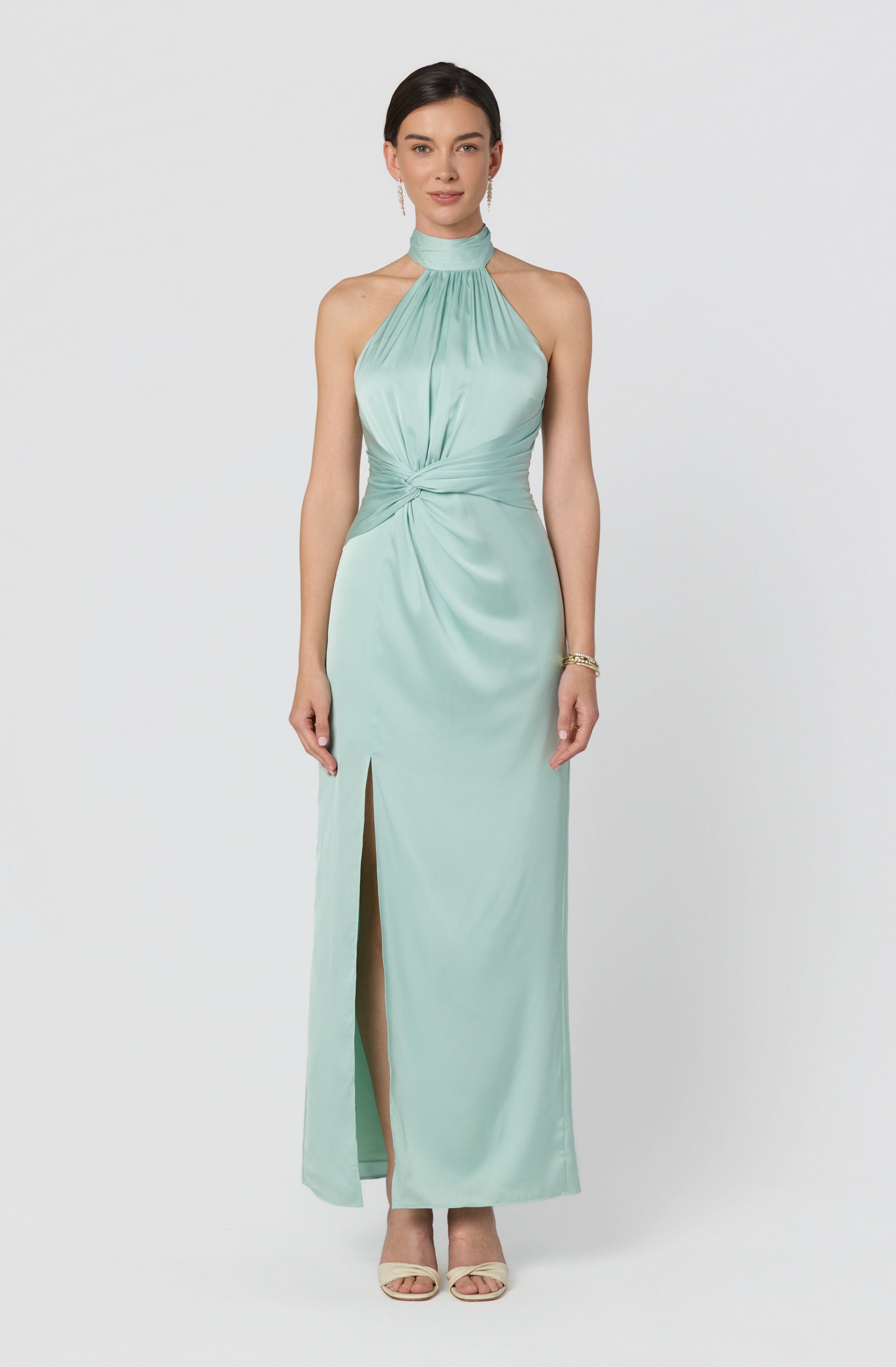 Aspen Twist Front Halter Maxi Dress
