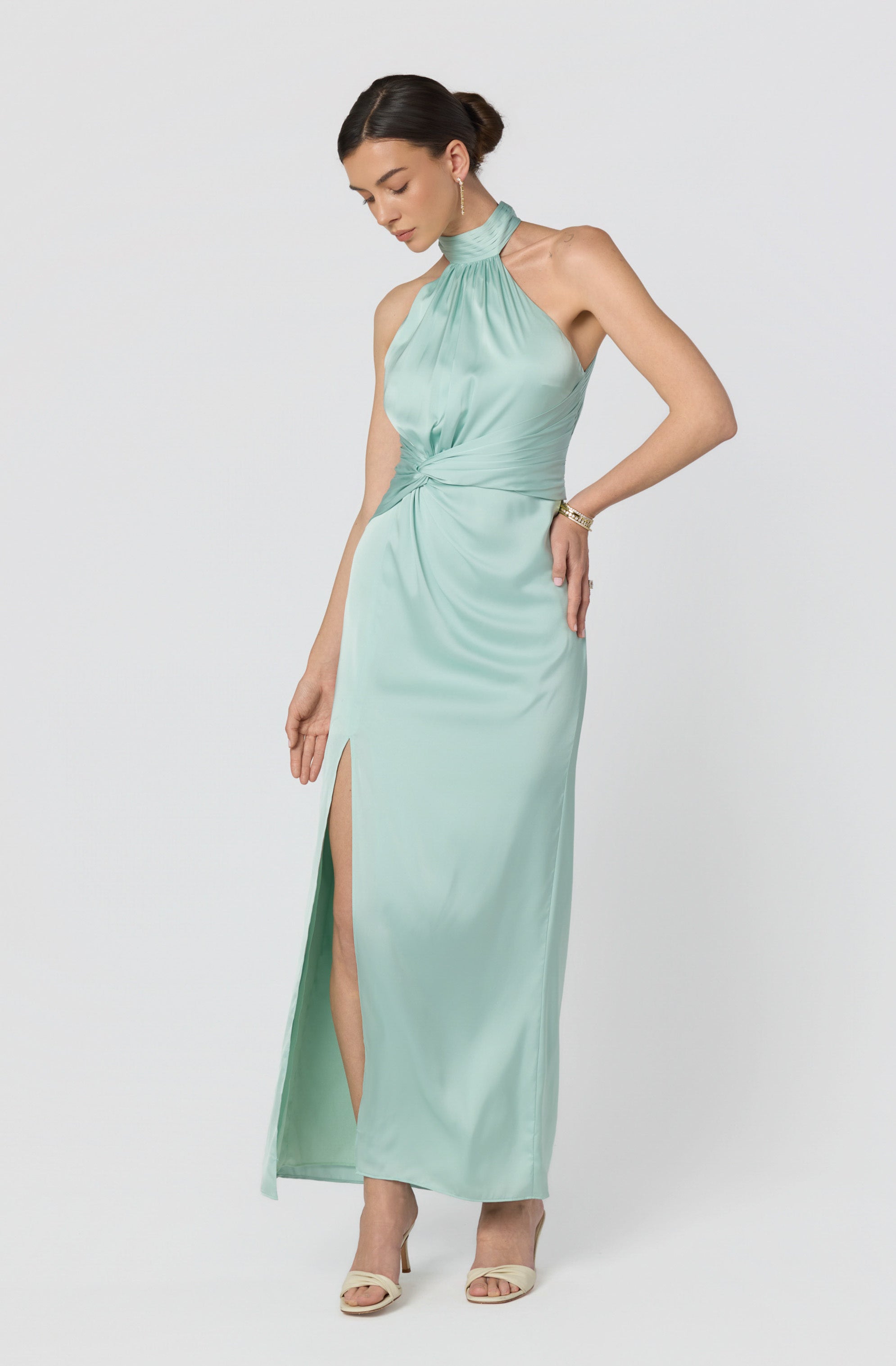 Aspen Twist Front Halter Maxi Dress