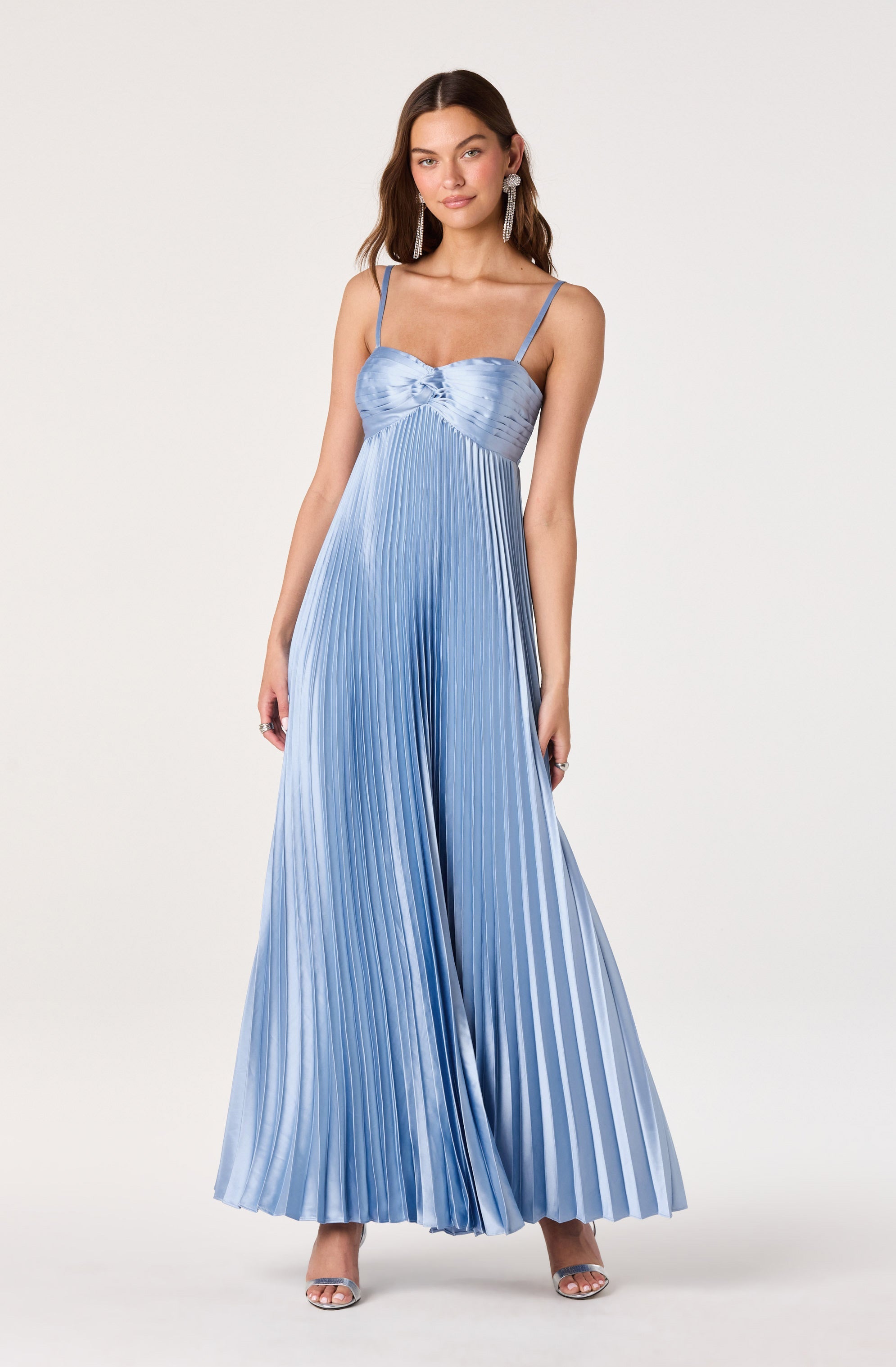 Cyrina Pliss茅 Strapless Maxi Gown