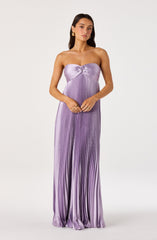 Cyrina Pliss茅 Strapless Maxi Gown